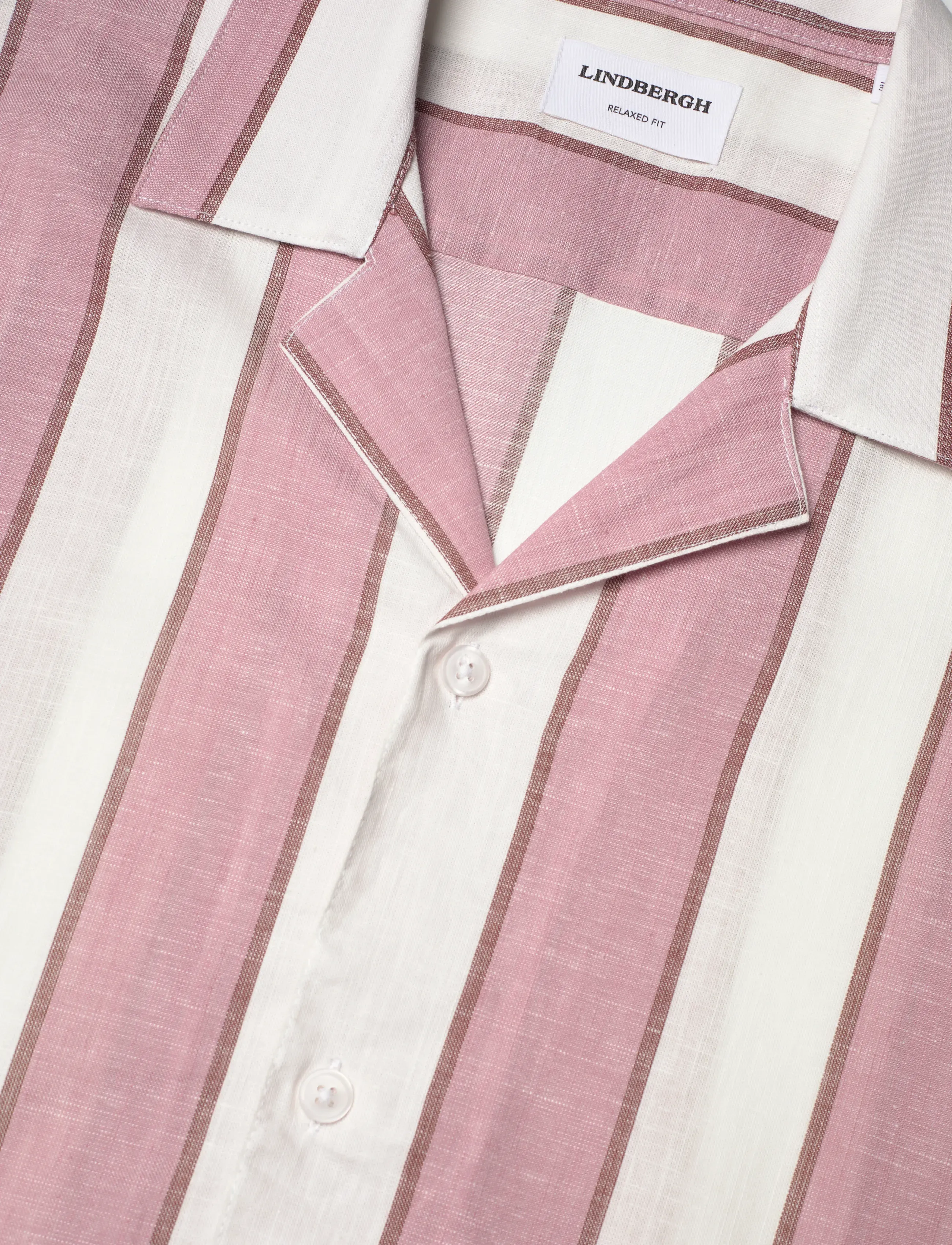 Lindbergh - Striped linen/cotton shirt S/SStriped linen/cotton shirt S/S - hørskjorter - dusty rose - 3