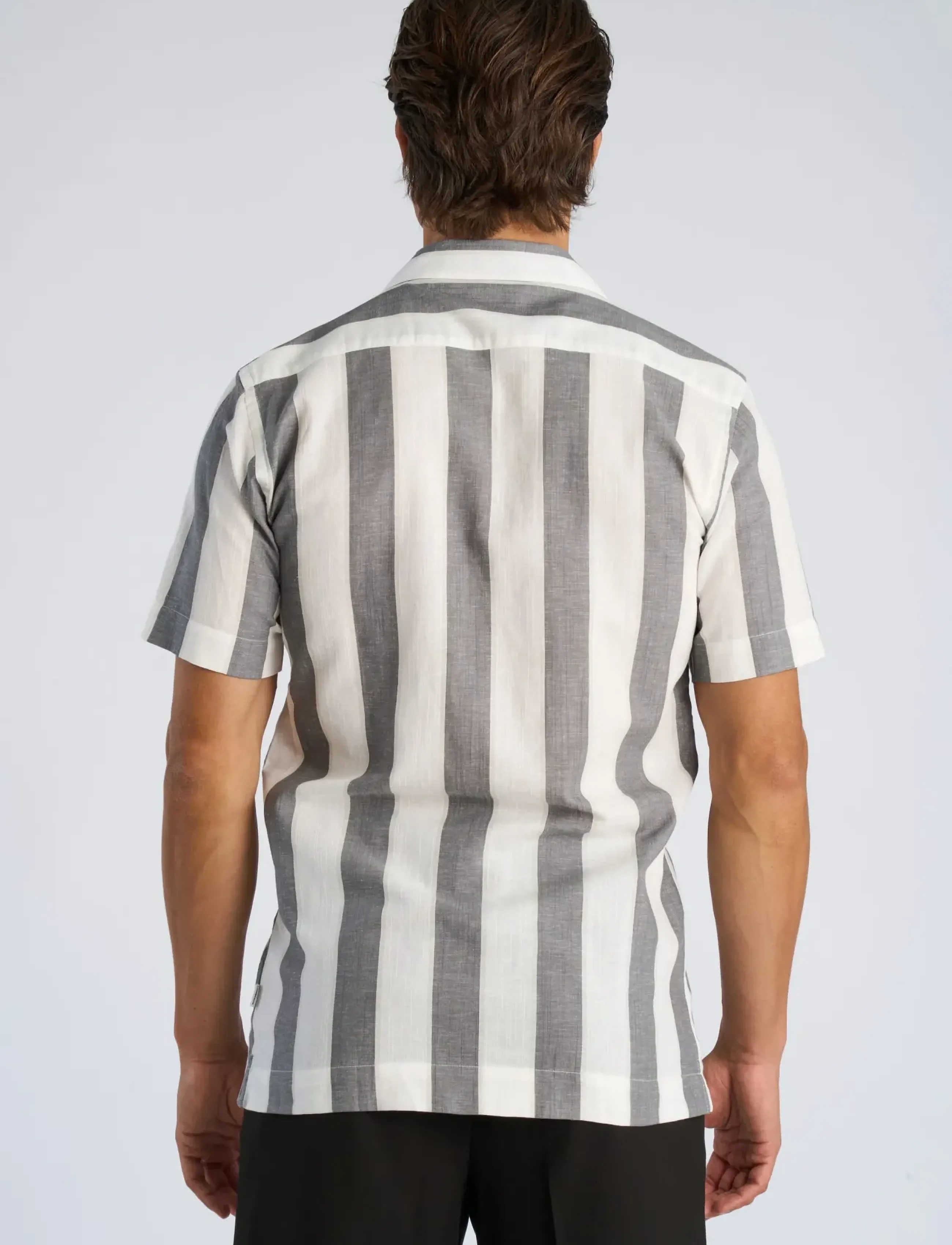 Lindbergh - Striped linen/cotton shirt S/SStriped linen/cotton shirt S/S - linased särgid - grey - 4