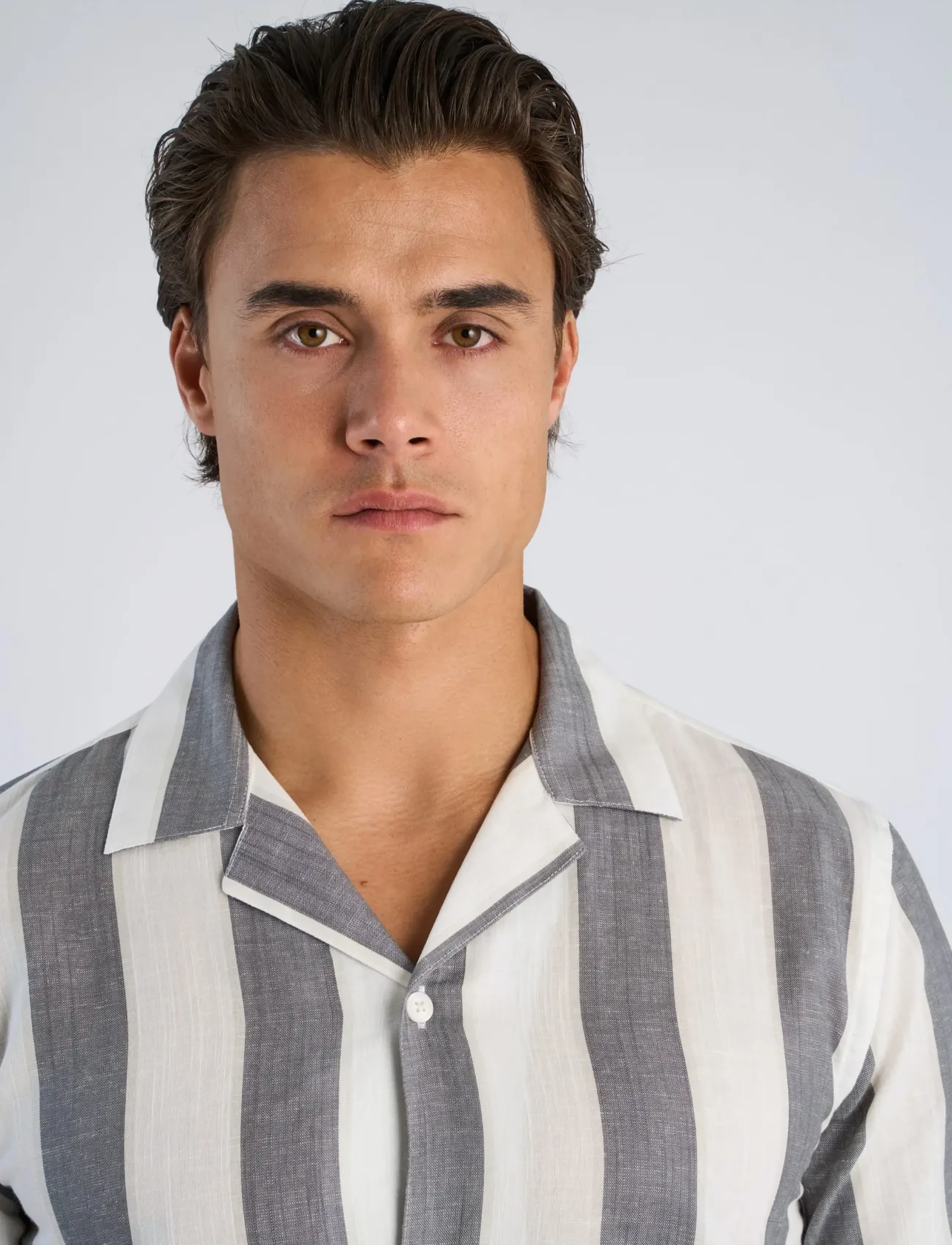 Lindbergh - Striped linen/cotton shirt S/SStriped linen/cotton shirt S/S - linased särgid - grey - 5