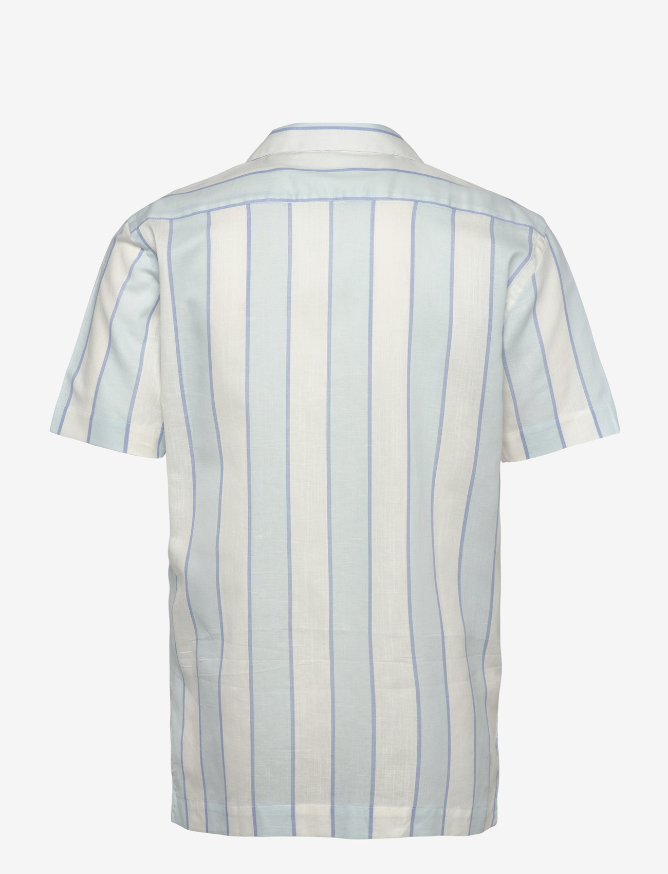 Lindbergh - Striped linen/cotton shirt S/S - hørskjorter - lt blue - 1