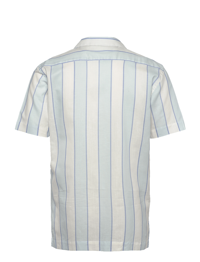 Lindbergh - Striped linen/cotton shirt S/S - hørskjorter - lt blue - 1