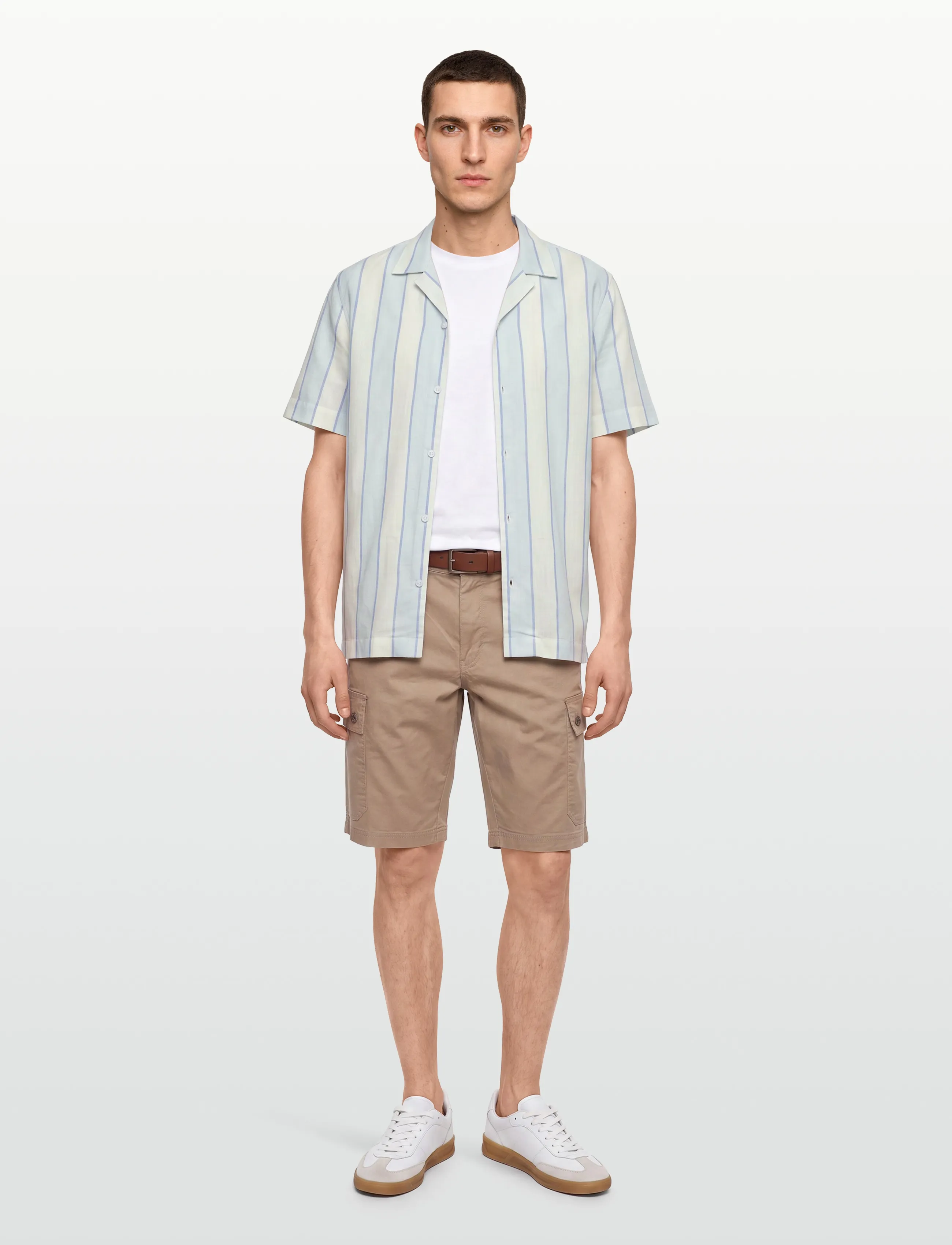 Lindbergh - Striped linen/cotton shirt S/S - linasest riidest särgid - lt blue - 0