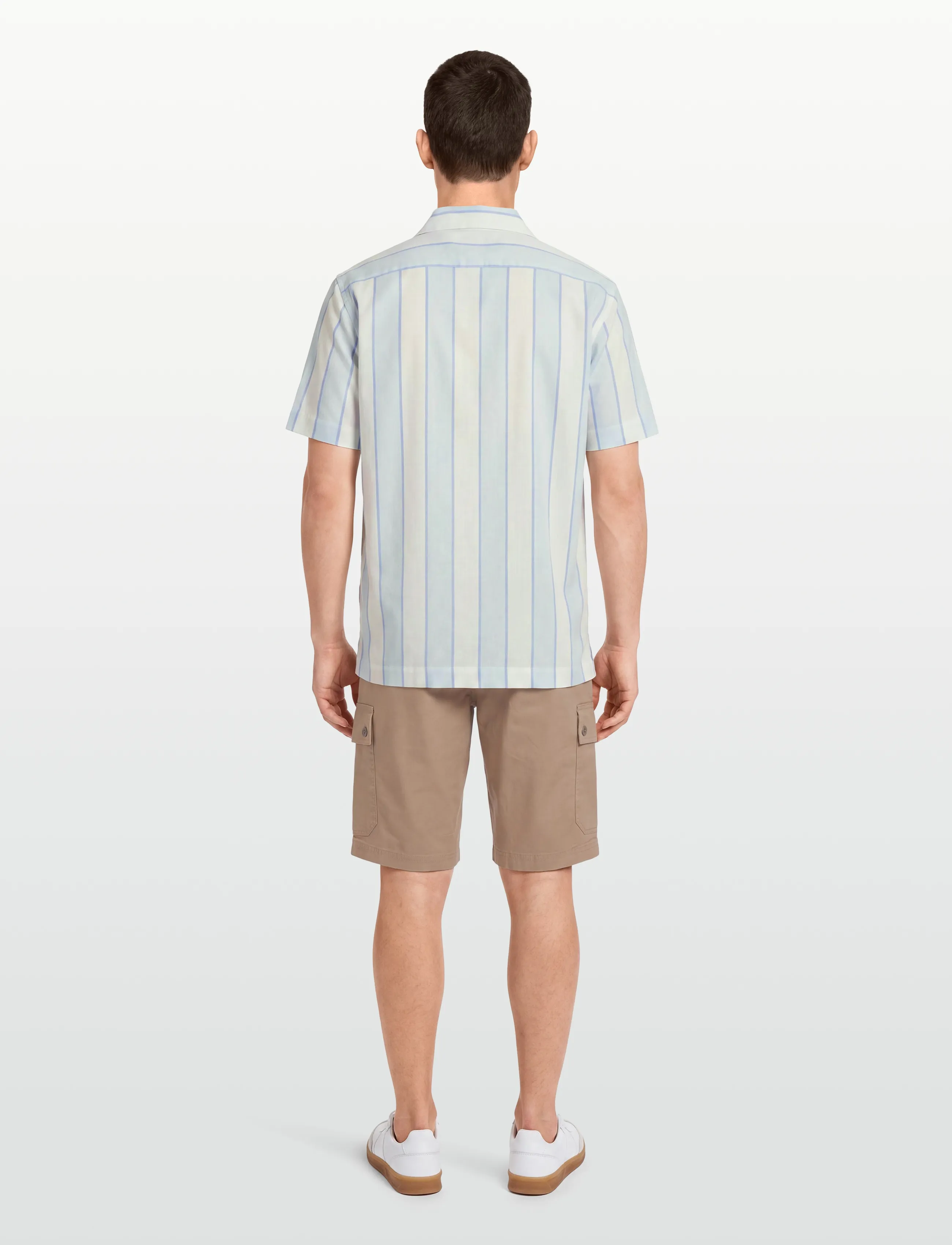 Lindbergh - Striped linen/cotton shirt S/S - linasest riidest särgid - lt blue - 4
