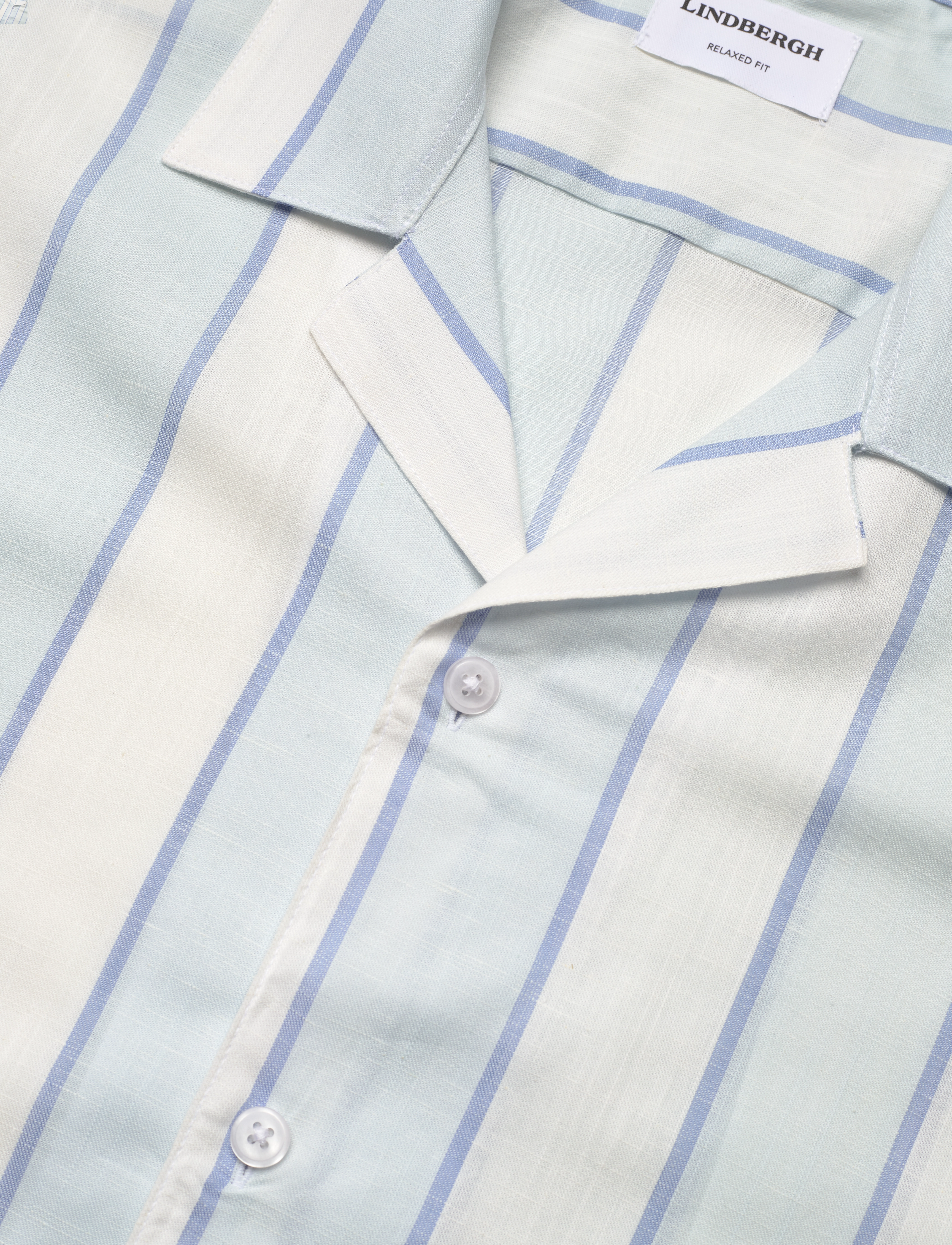 Lindbergh - Striped linen/cotton shirt S/SStriped linen/cotton shirt S/S - hørskjorter - lt blue - 3