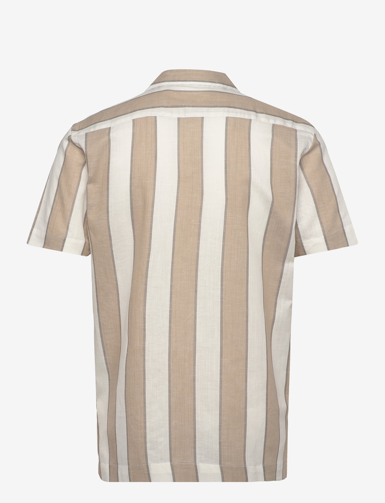 Lindbergh - Striped linen/cotton shirt S/S - hørskjorter - sand - 1