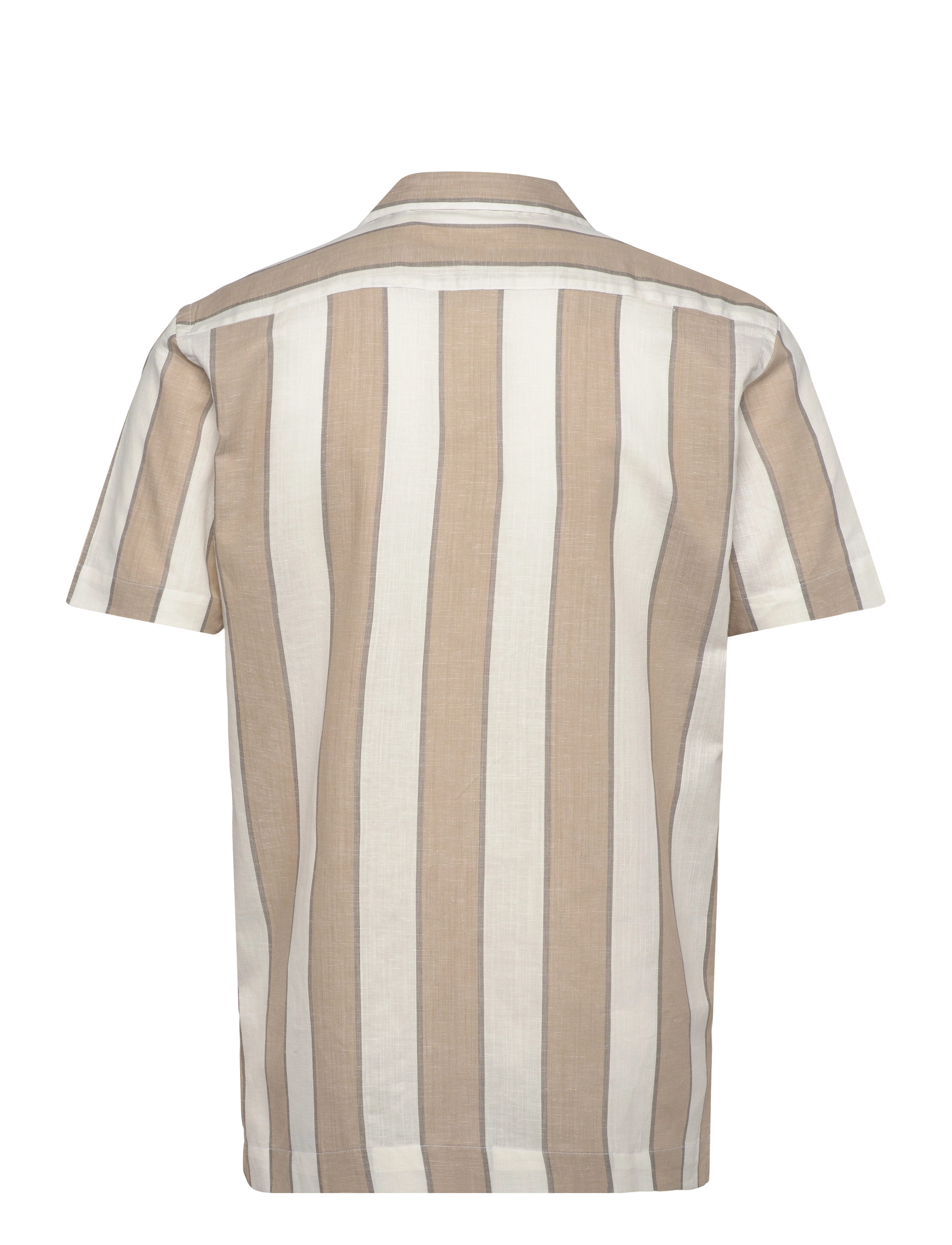 Lindbergh - Striped linen/cotton shirt S/S - hørskjorter - sand - 2