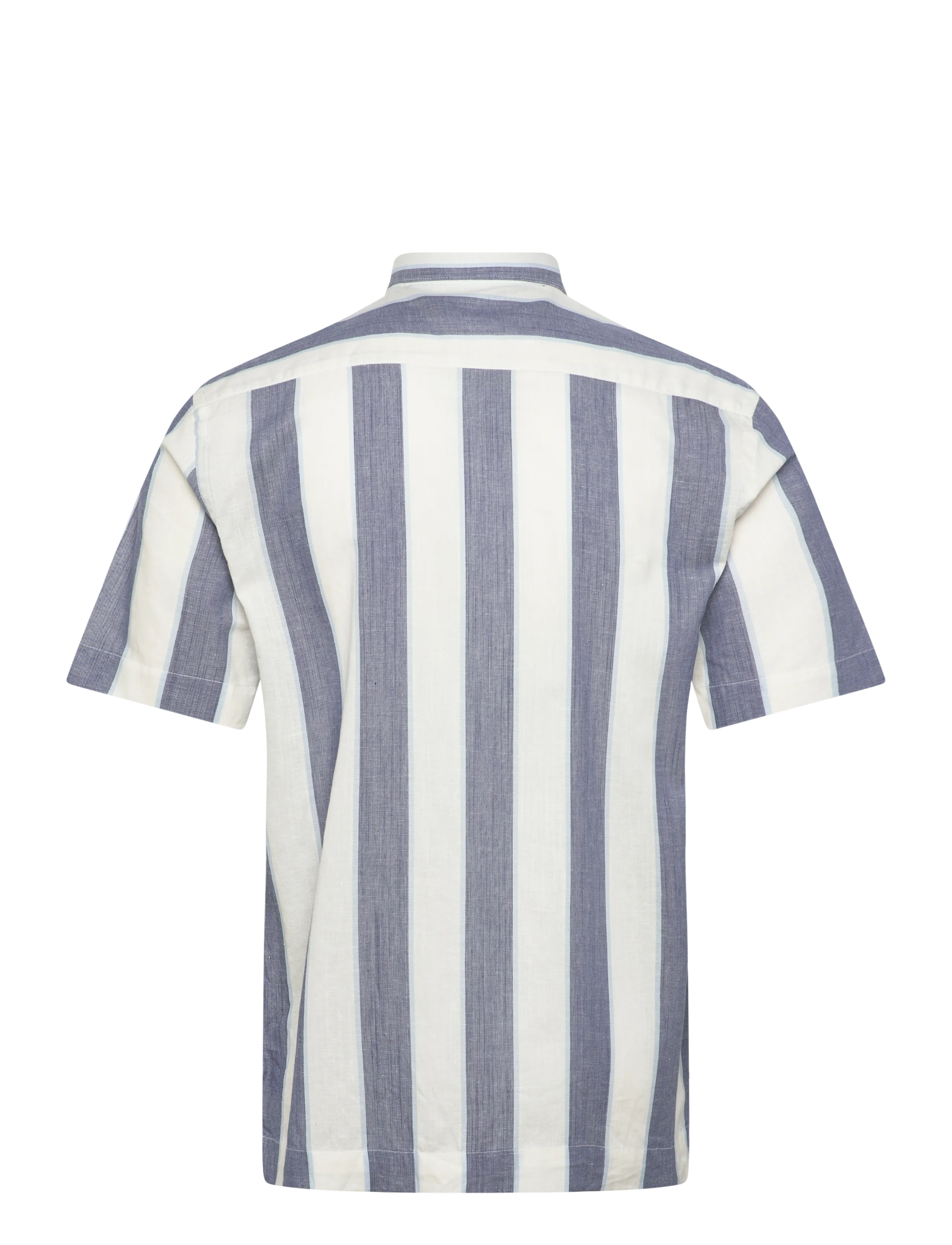 Lindbergh - Striped linen/cotton shirt S/S - kortærmede skjorter - dk blue - 2