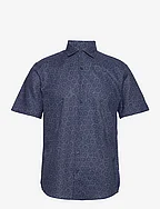 AOP linen/cotton shirt S/S - DK BLUE
