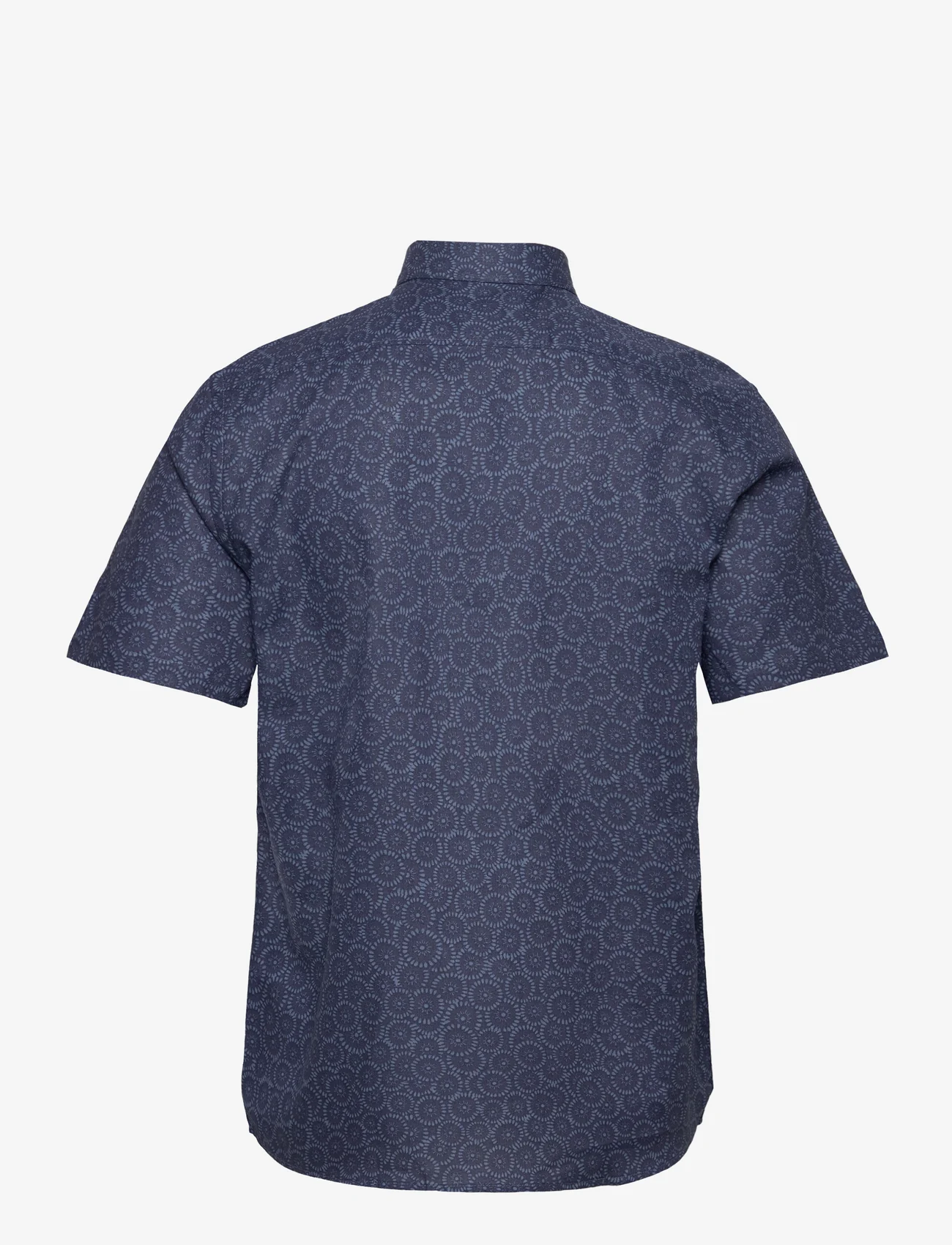 Lindbergh - AOP linen/cotton shirt S/S - linskjorter - dk blue - 1