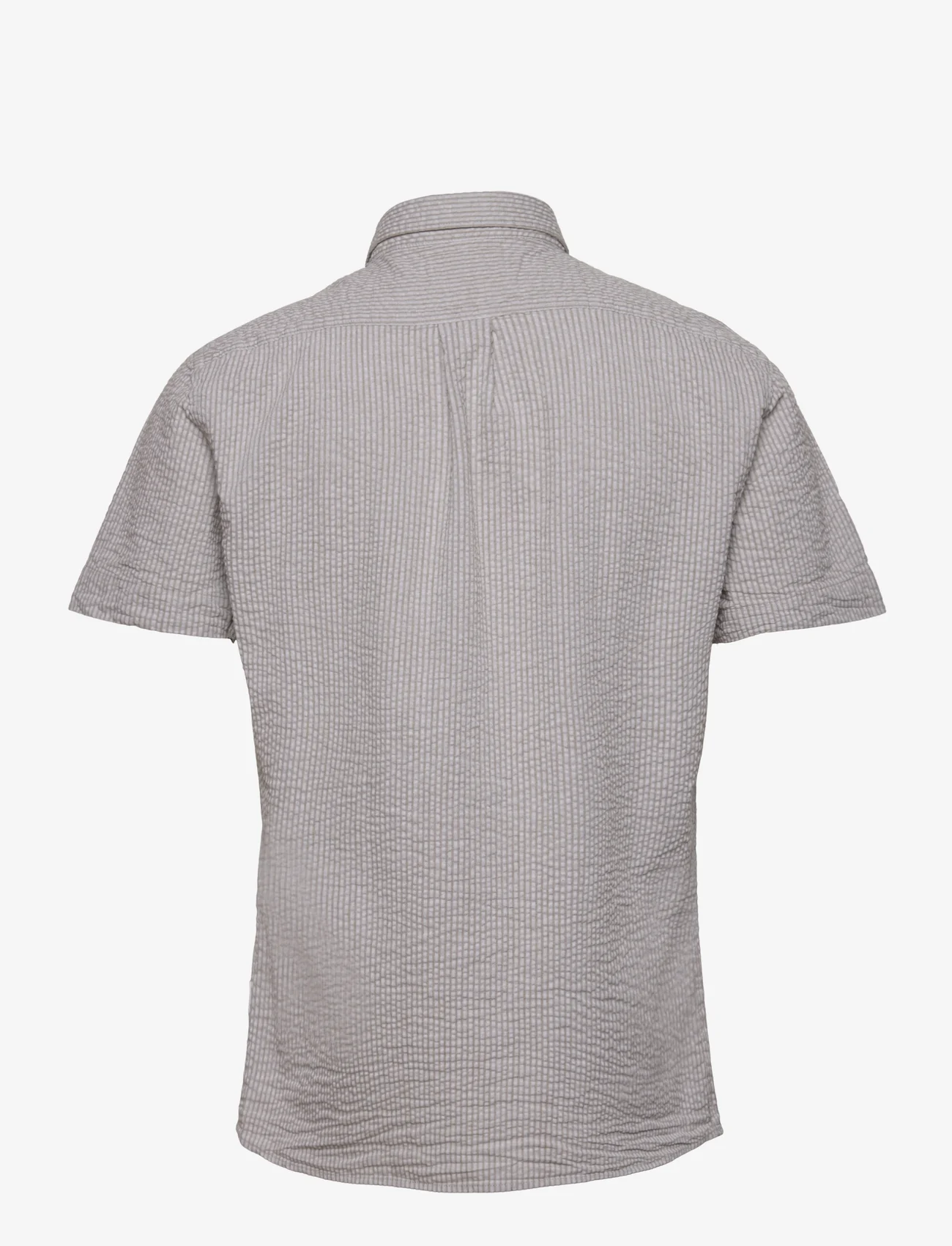 Lindbergh - Striped seersucker shirt S/S - basic skjortor - dk army - 1