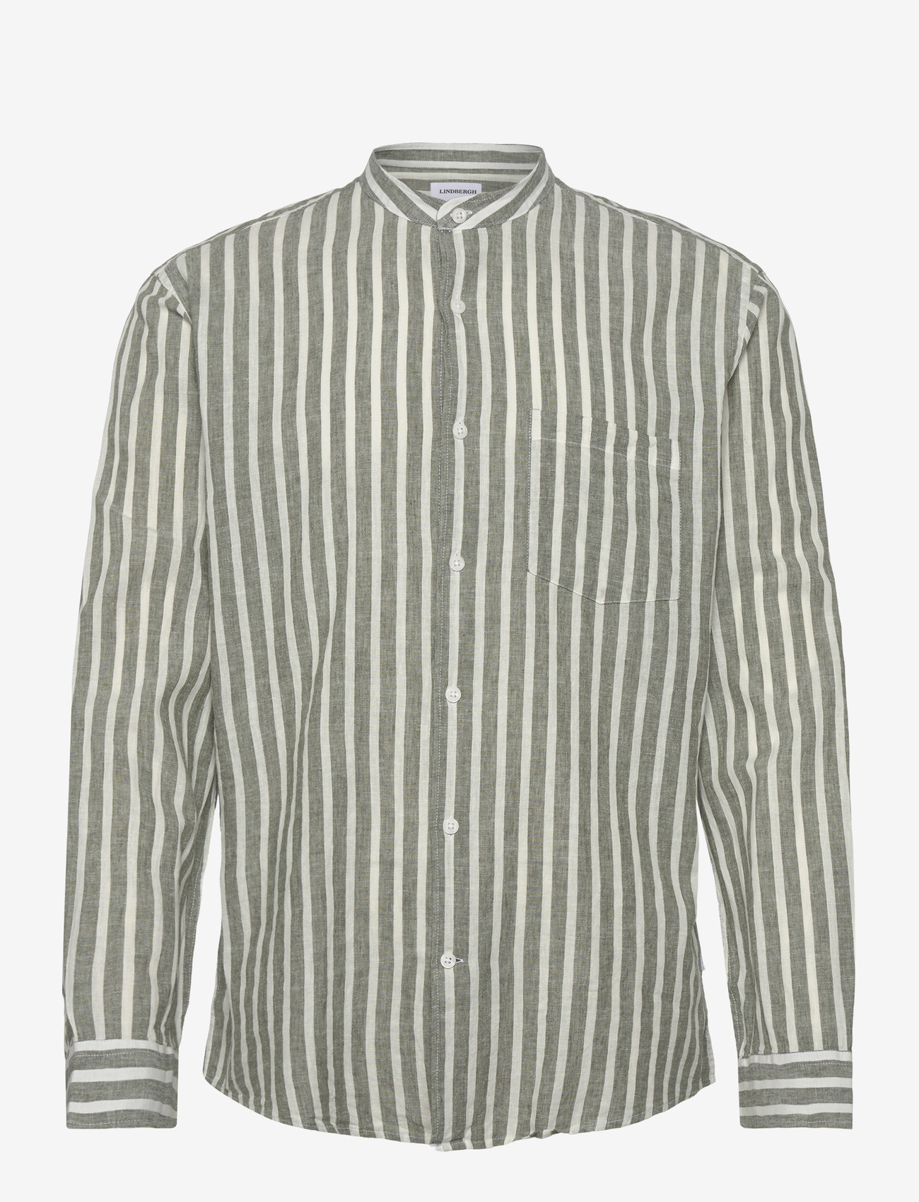 Lindbergh - Wide striped cotton/linen shirt L/S - chemises à rayures - army - 1
