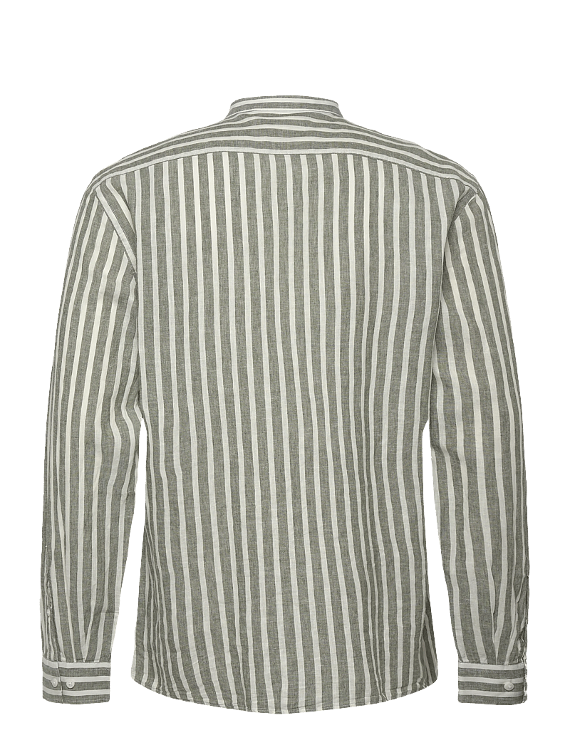 Lindbergh - Wide striped cotton/linen shirt L/S - chemises à rayures - army - 2