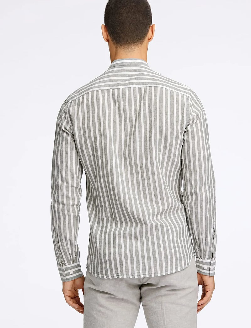 Lindbergh - Wide striped cotton/linen shirt L/S - chemises à rayures - army - 4