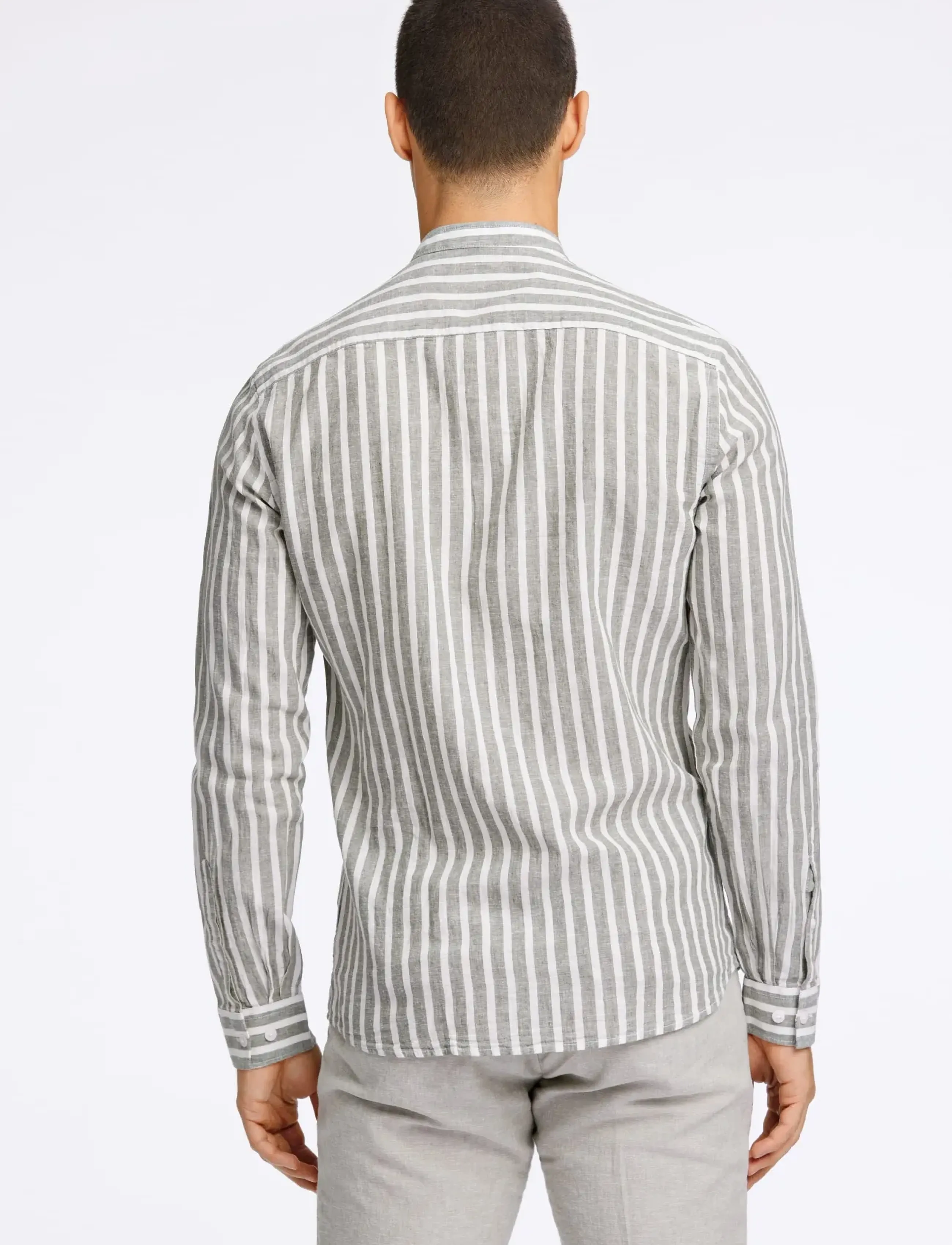 Lindbergh - Wide striped cotton/linen shirt L/S - chemises à rayures - army - 4