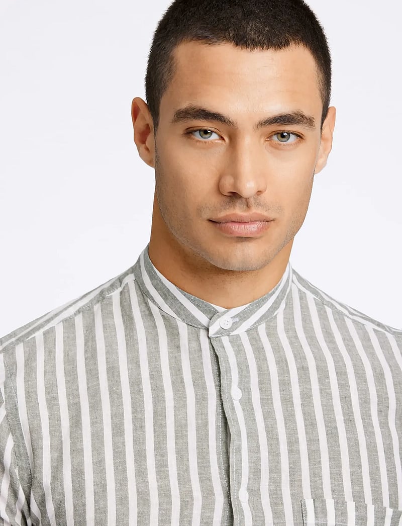 Lindbergh - Wide striped cotton/linen shirt L/S - chemises à rayures - army - 5