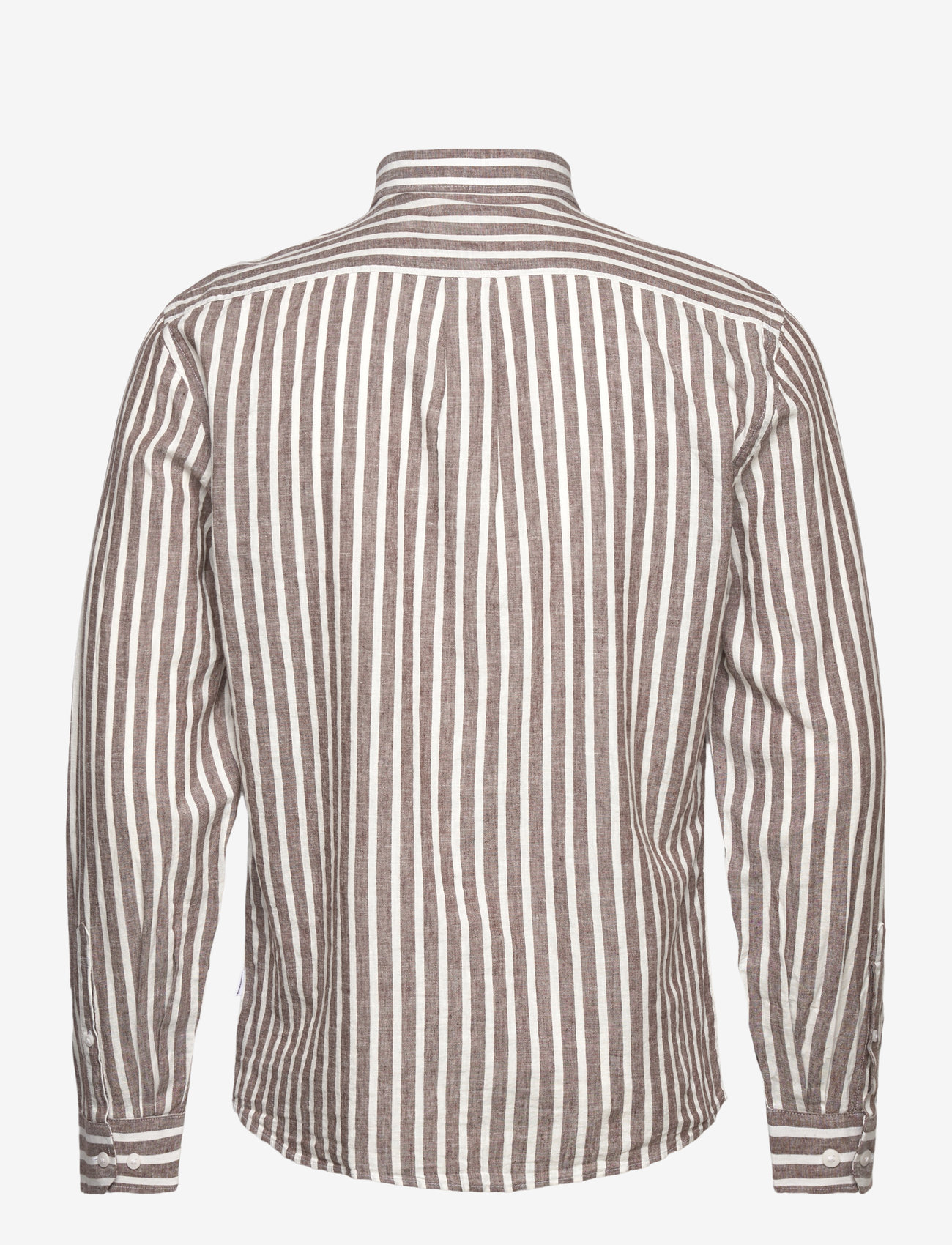 Lindbergh - Wide striped cotton/linen shirt L/S - gestreifte hemden - brown - 1