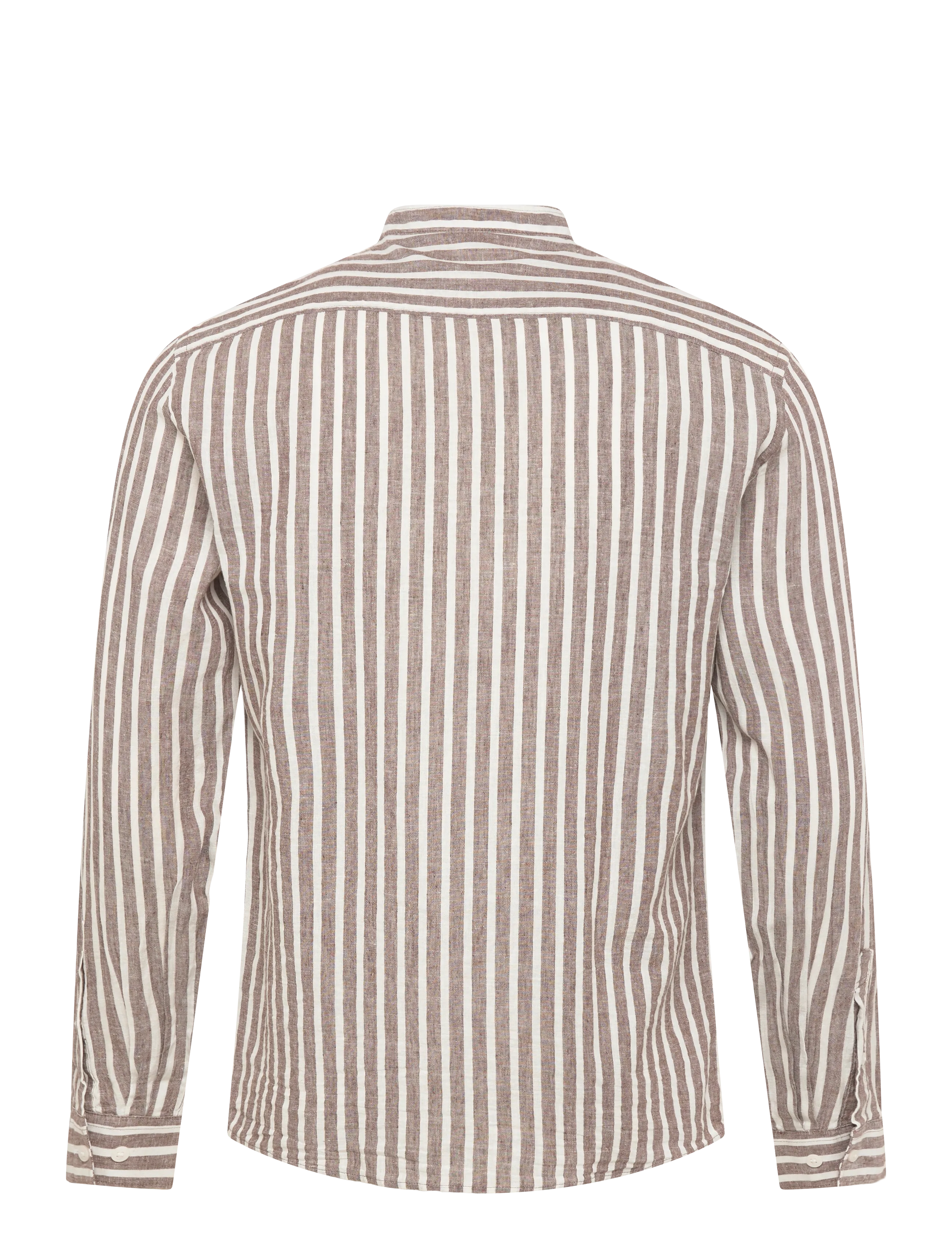 Lindbergh - Wide striped cotton/linen shirt L/S - stribede skjorter - brown - 2