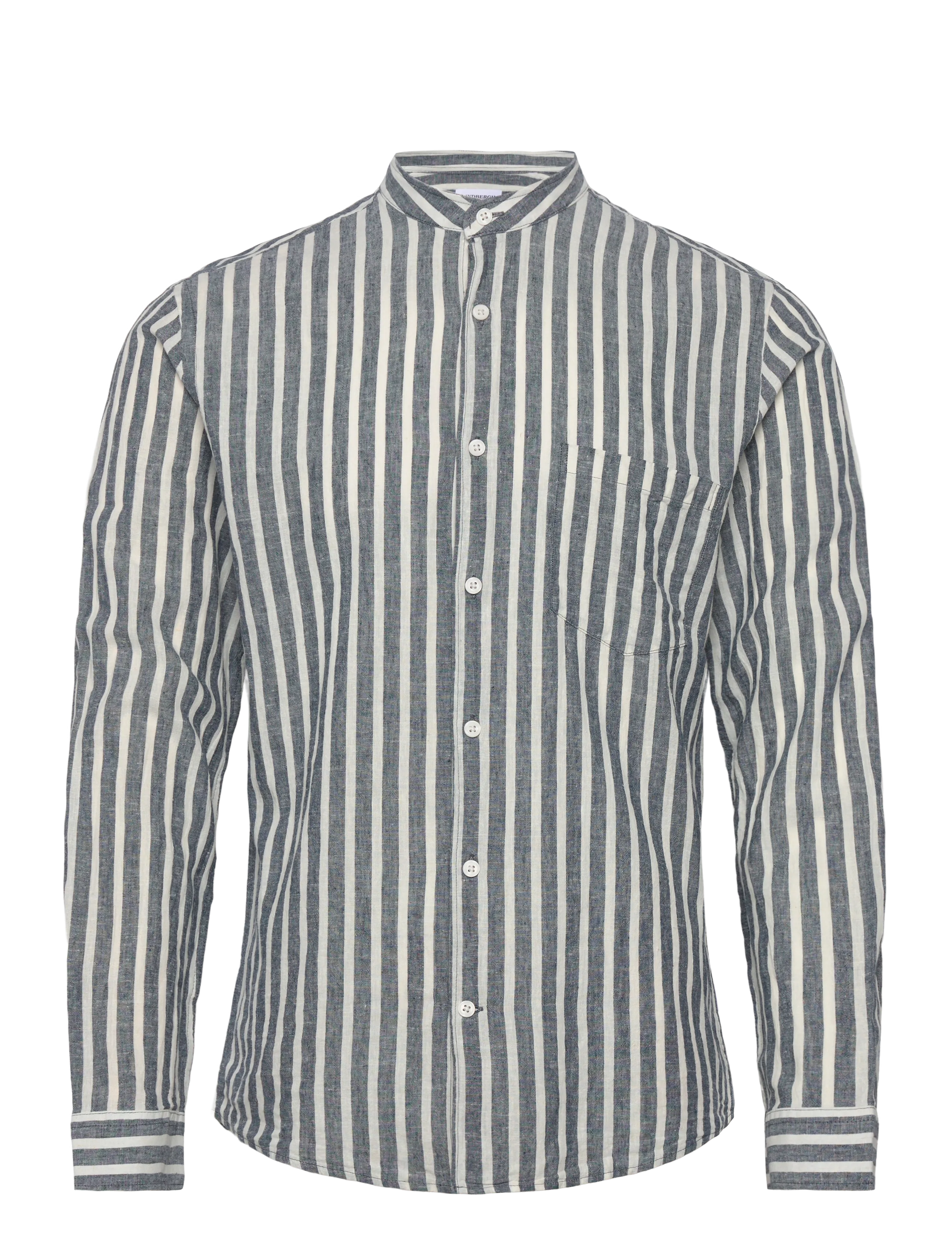 Lindbergh Wide striped cotton/linen shirt L/S - Lindbergh - DK BLUE / multi