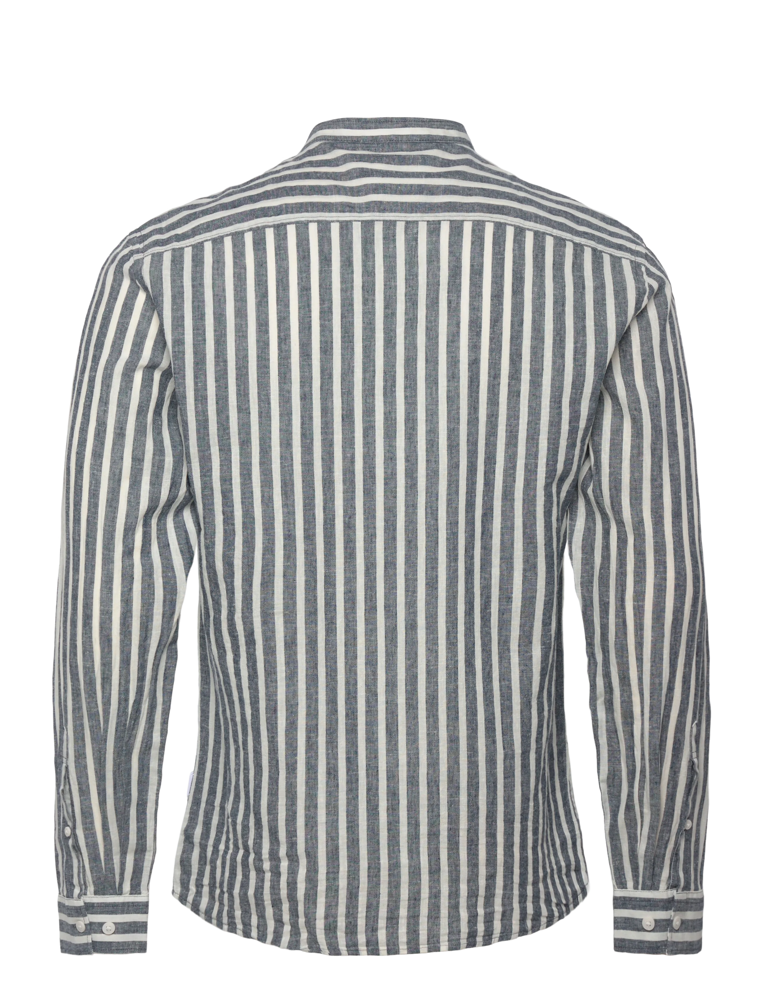 Lindbergh - Wide striped cotton/linen shirt L/S - stribede skjorter - dk blue - 2