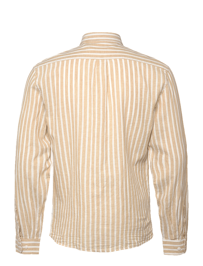 Lindbergh - Wide striped cotton/linen shirt L/S - gestreifte hemden - mid sand - 1