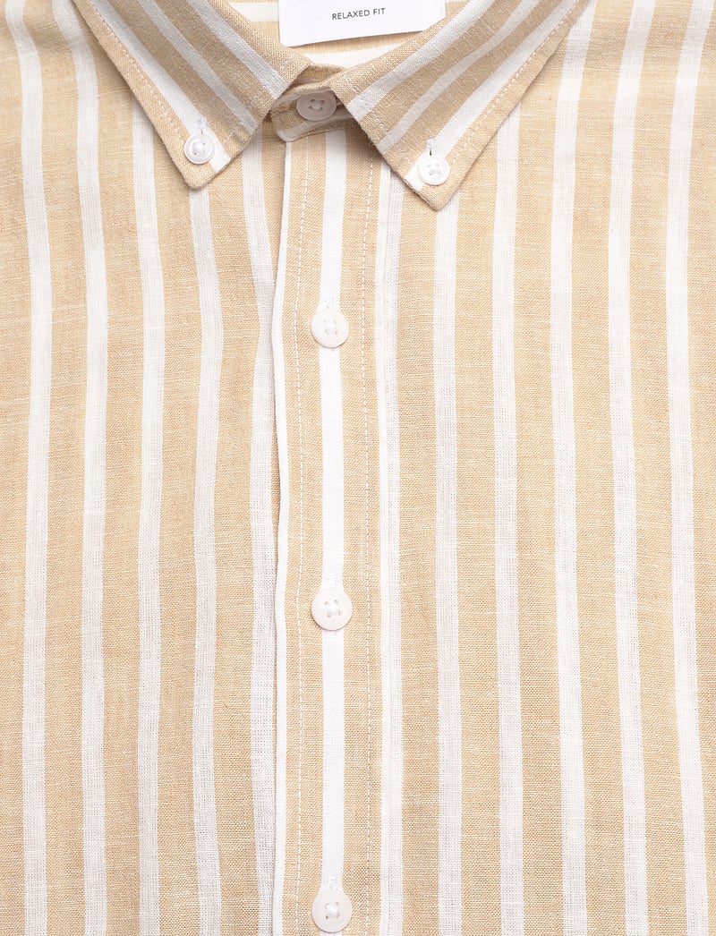 Lindbergh - Wide striped cotton/linen shirt L/S - gestreifte hemden - mid sand - 2