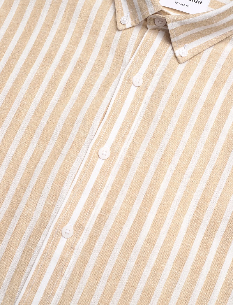 Lindbergh - Wide striped cotton/linen shirt L/S - gestreifte hemden - mid sand - 3