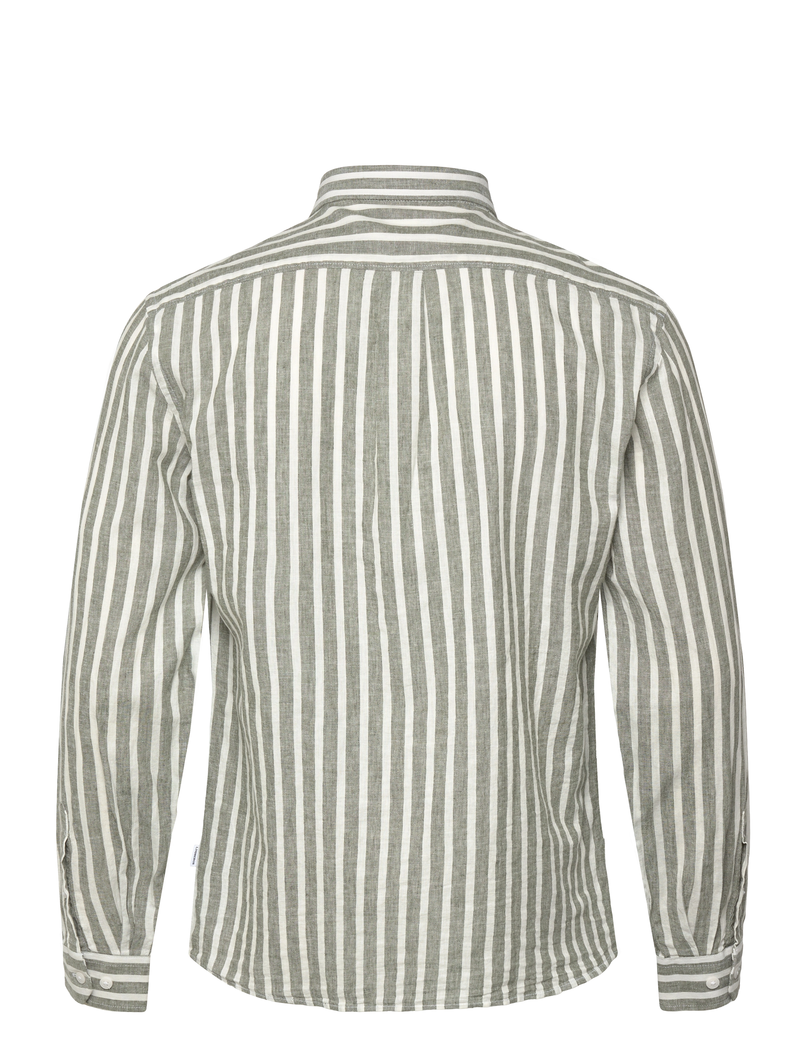 Lindbergh - Wide striped cotton/linen shirt L/S - dryžuoti marškiniai - army - 2