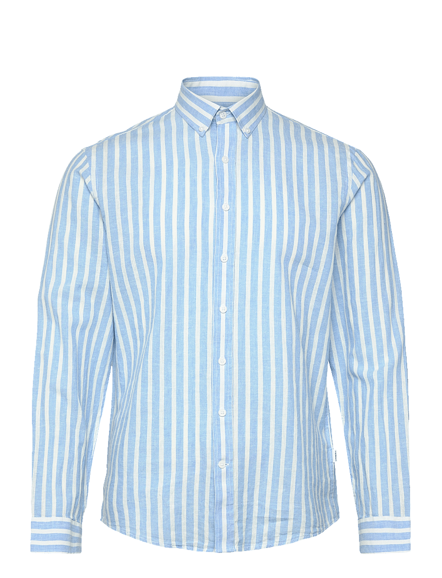 Lindbergh - Wide striped cotton/linen shirt L/S - triibulised särgid - blue - 1