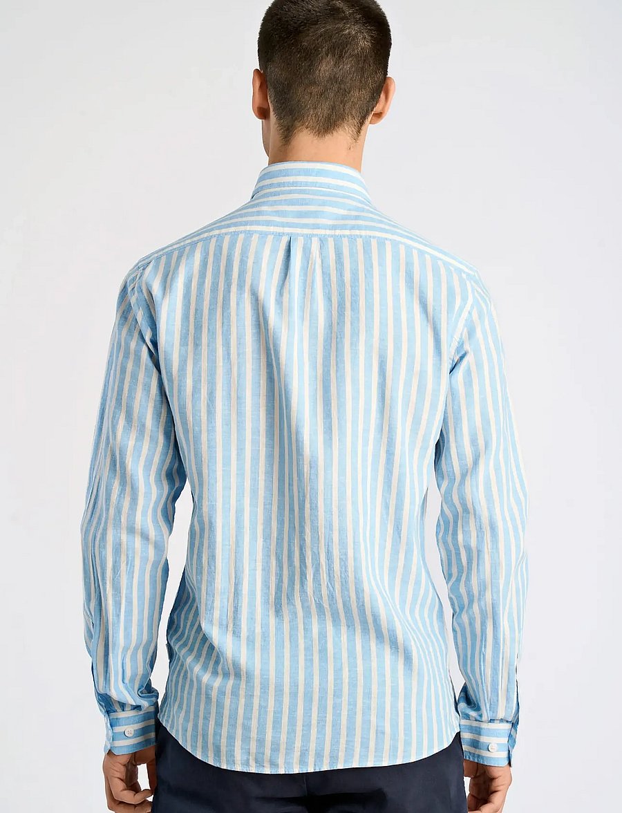 Lindbergh - Wide striped cotton/linen shirt L/S - triibulised särgid - blue - 4