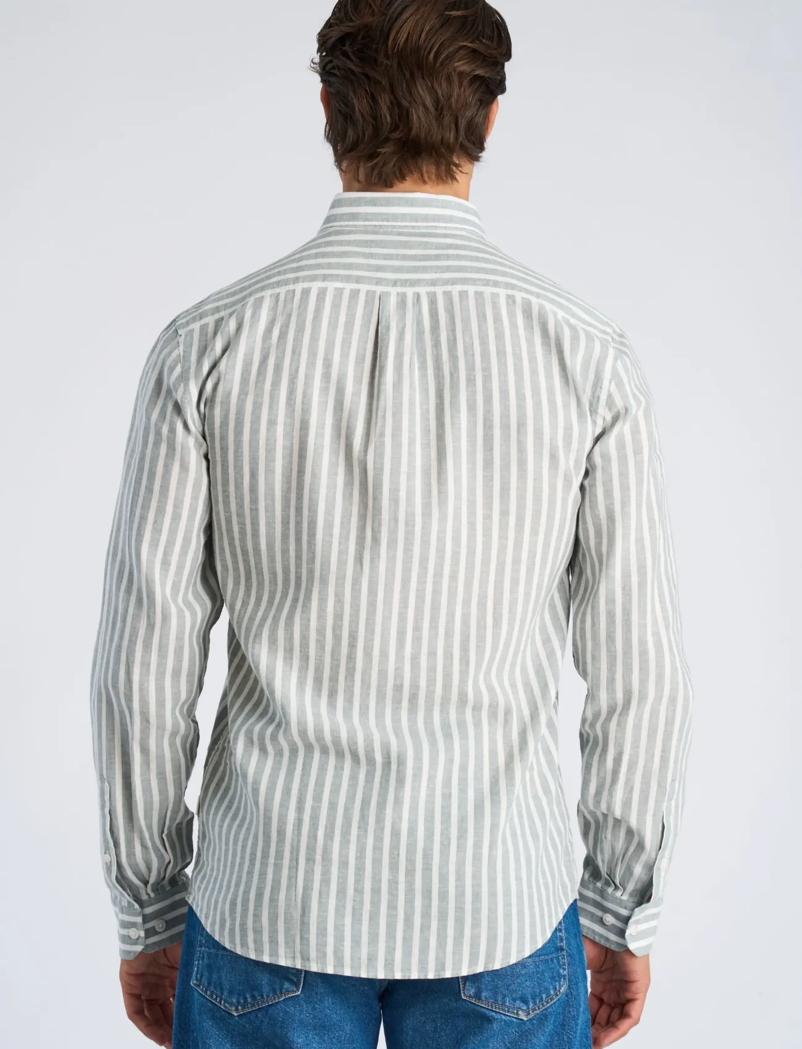 Lindbergh - Wide striped cotton/linen shirt L/S - koszule w paski i prążki - dk aqua - 4