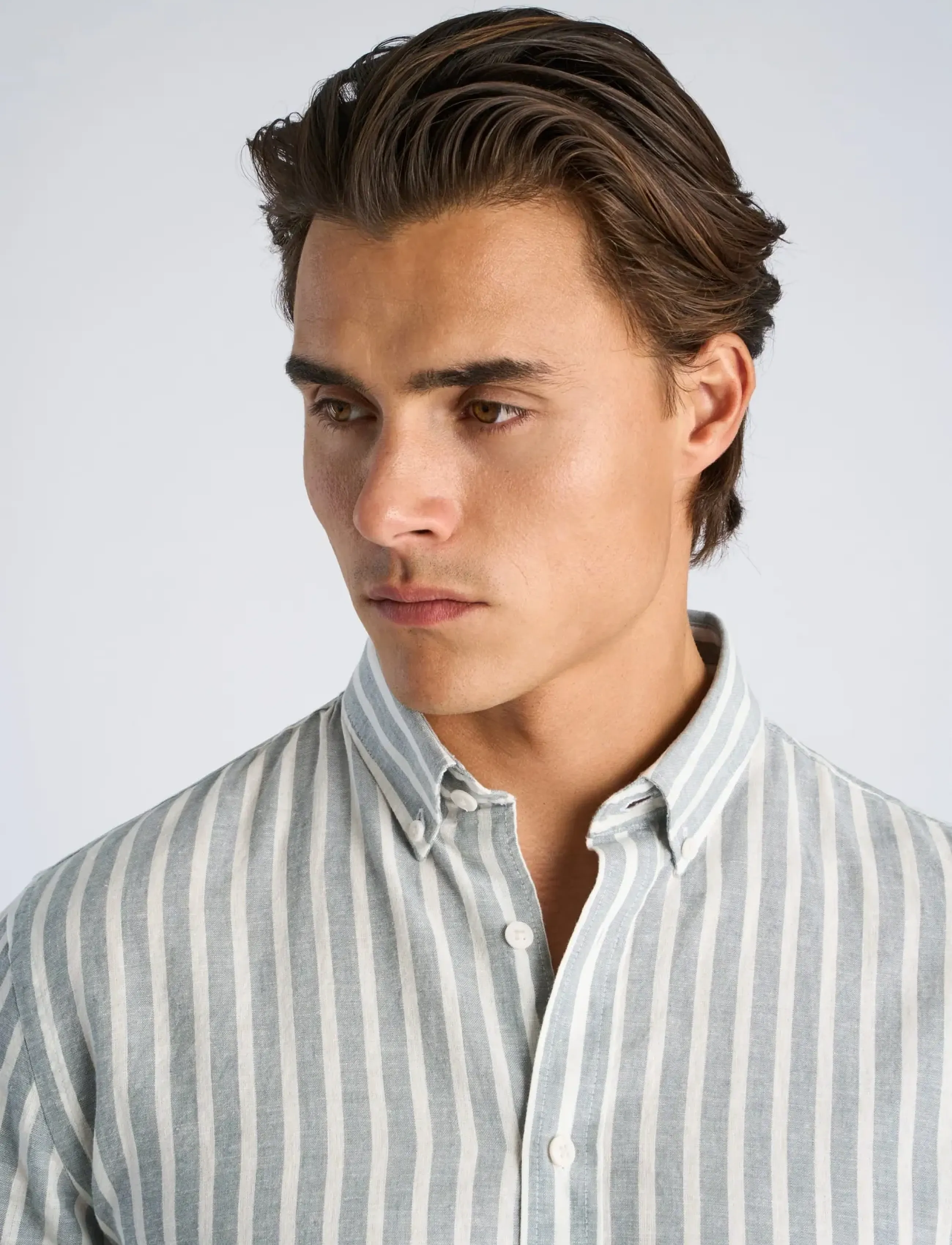 Lindbergh - Wide striped cotton/linen shirt L/S - koszule w paski i prążki - dk aqua - 5