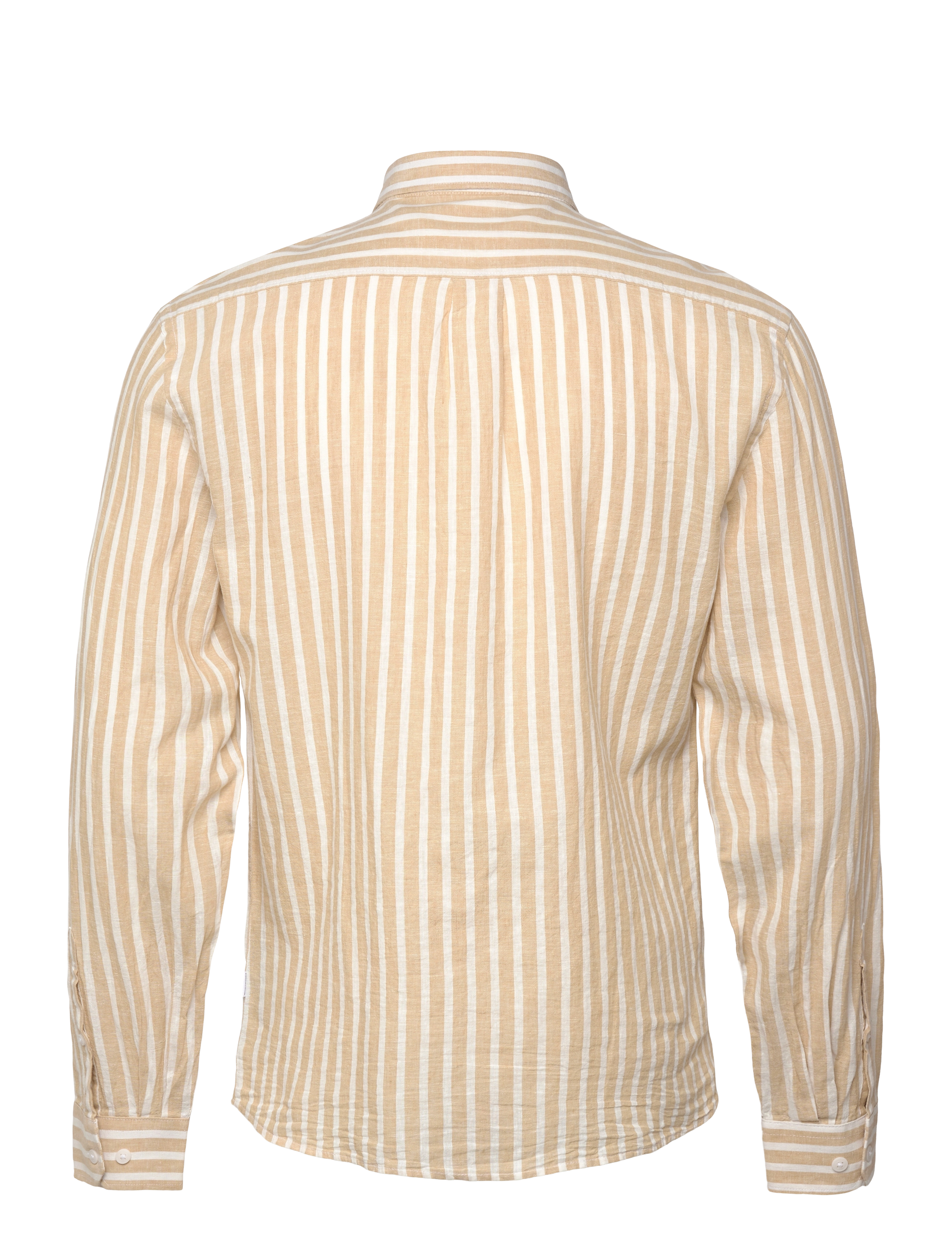 Lindbergh - Wide striped cotton/linen shirt L/S - stribede skjorter - mid sand - 2
