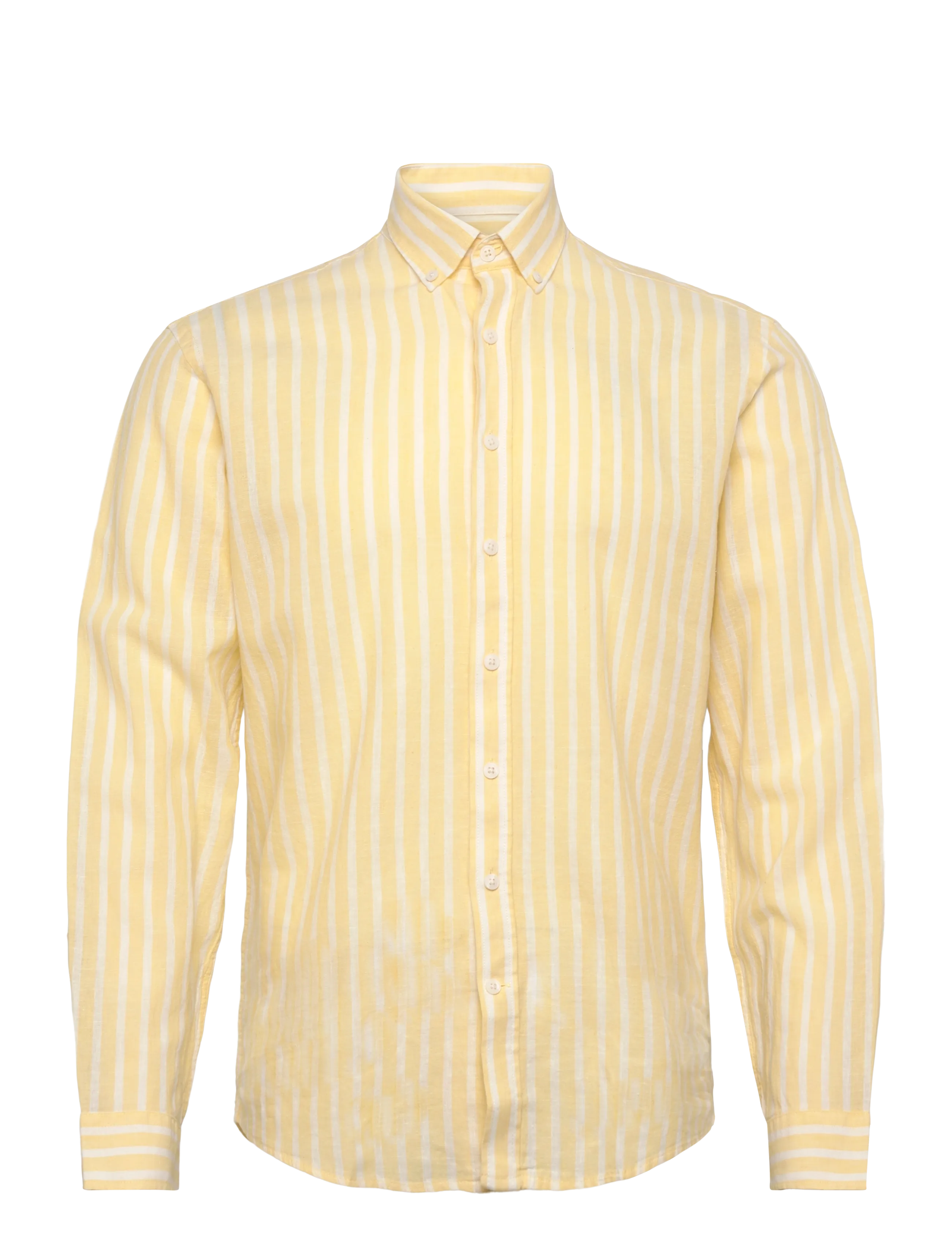 Lindbergh Wide striped cotton/linen shirt L/S - Skjorter - YELLOW / yellow