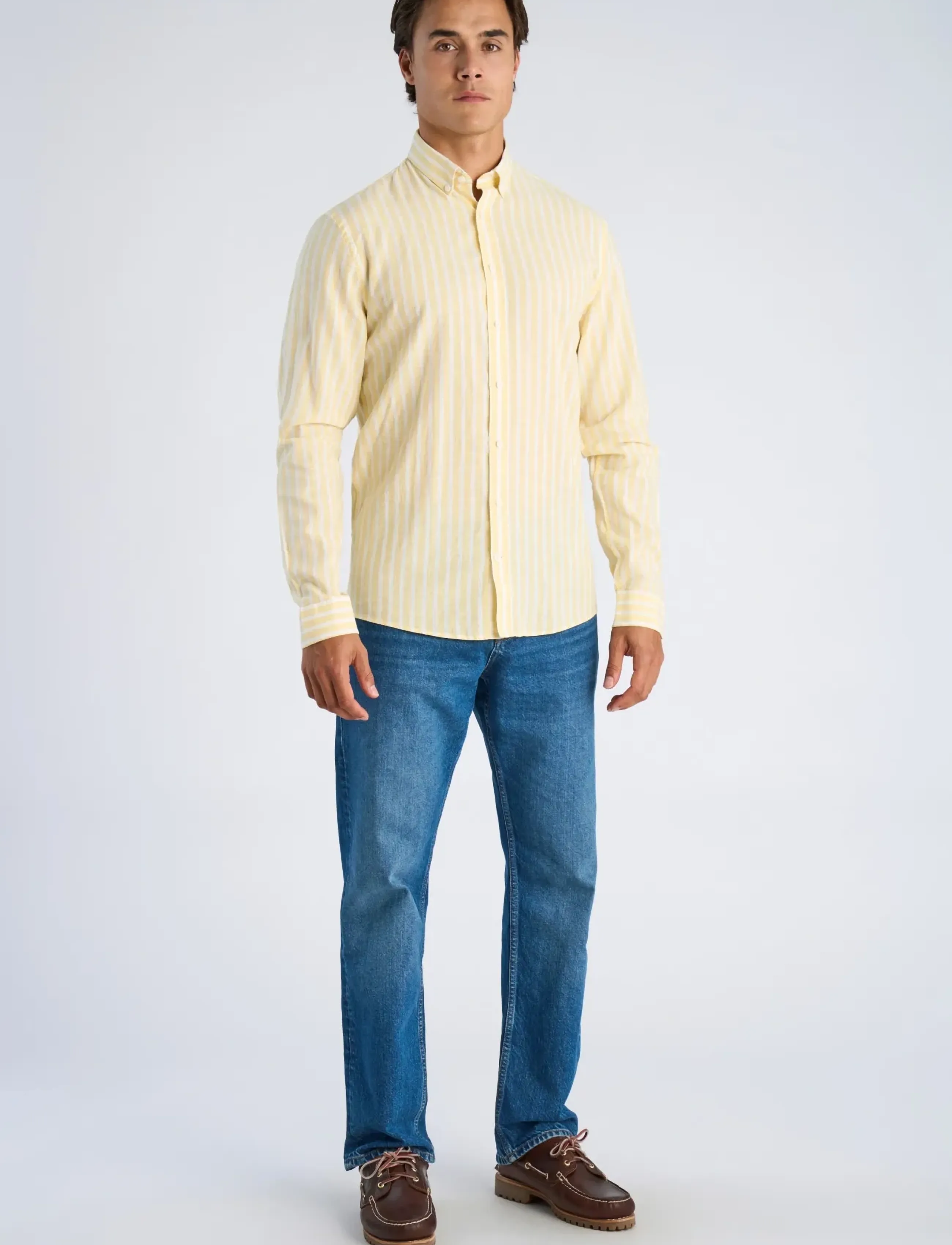 Lindbergh Wide striped cotton/linen shirt L/S - Lindbergh - YELLOW / yellow