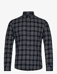 Lindbergh - Ultra soft checked shirt L/S - checkered shirts - dk grey - 0