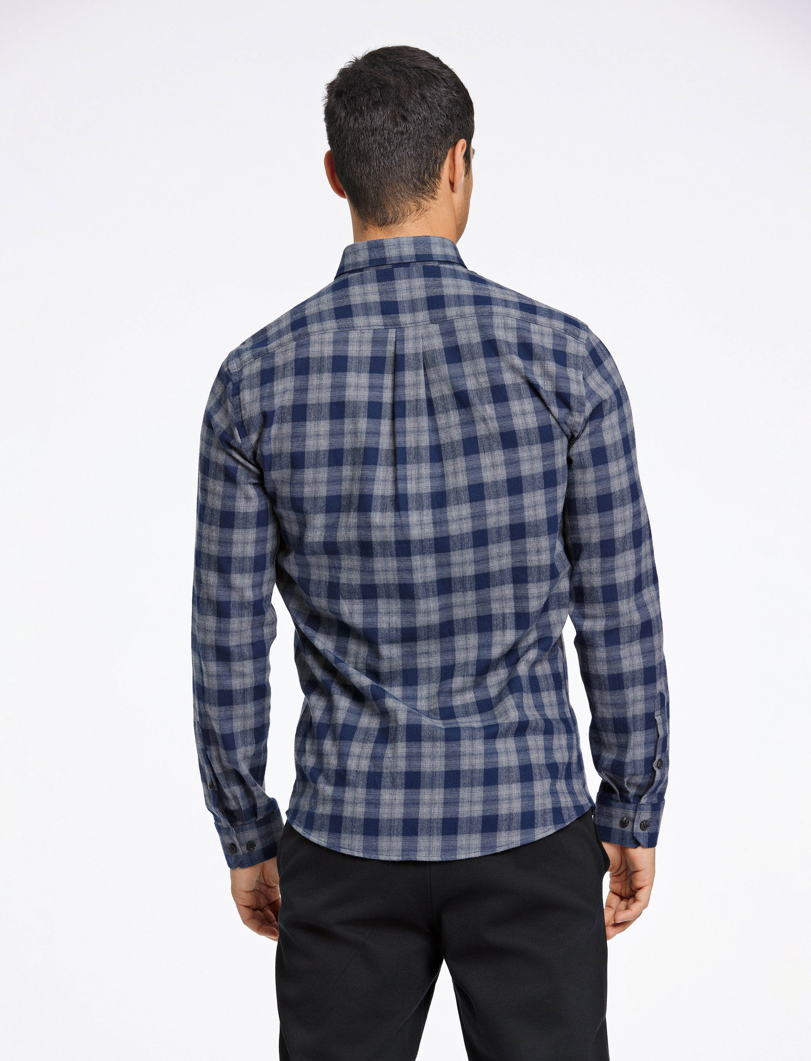 Lindbergh - Ultra soft checked shirt L/S - dk grey - 4