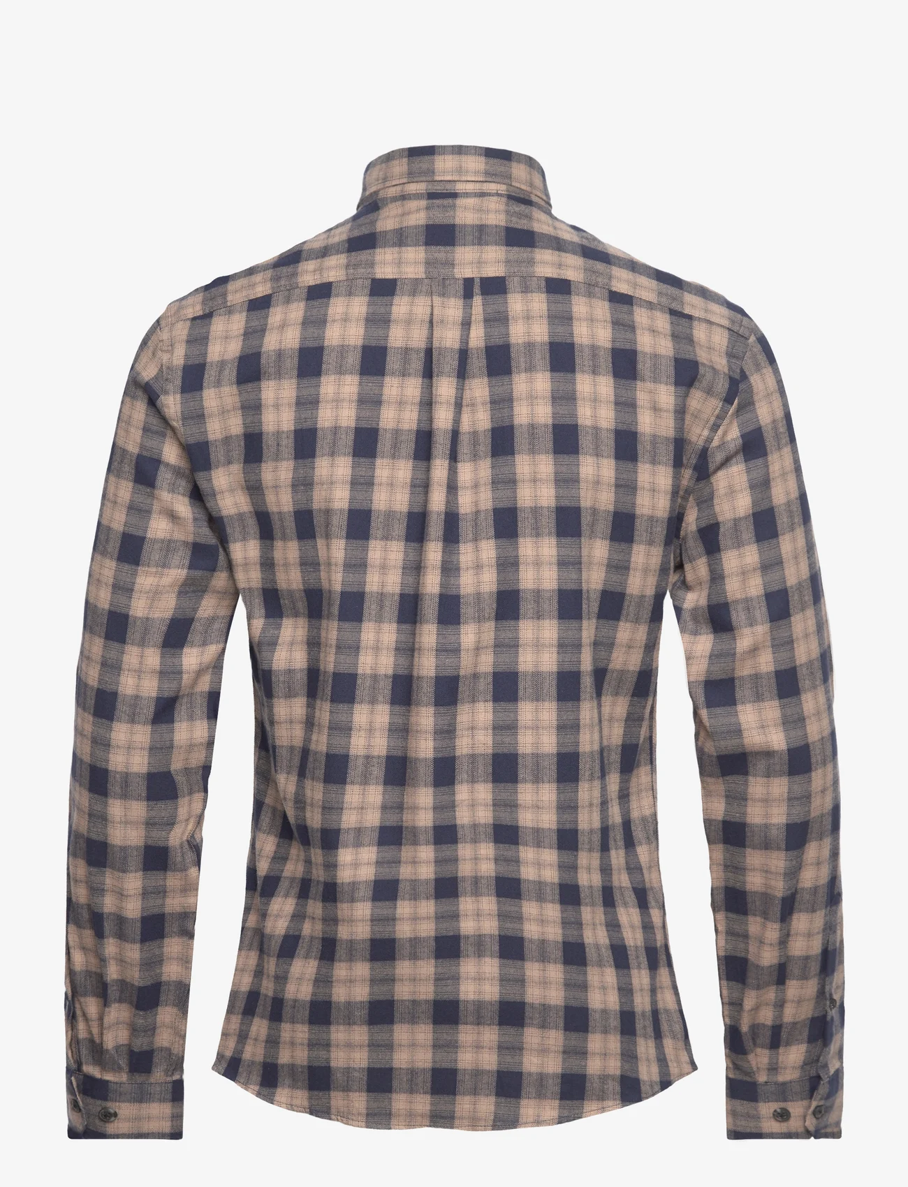 Lindbergh - Ultra soft checked shirt L/S - ternede skjorter - dk sand - 1