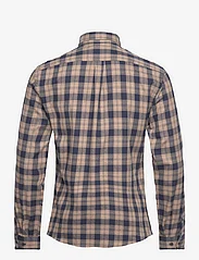 Lindbergh - Ultra soft checked shirt L/S - checkered shirts - dk sand - 1