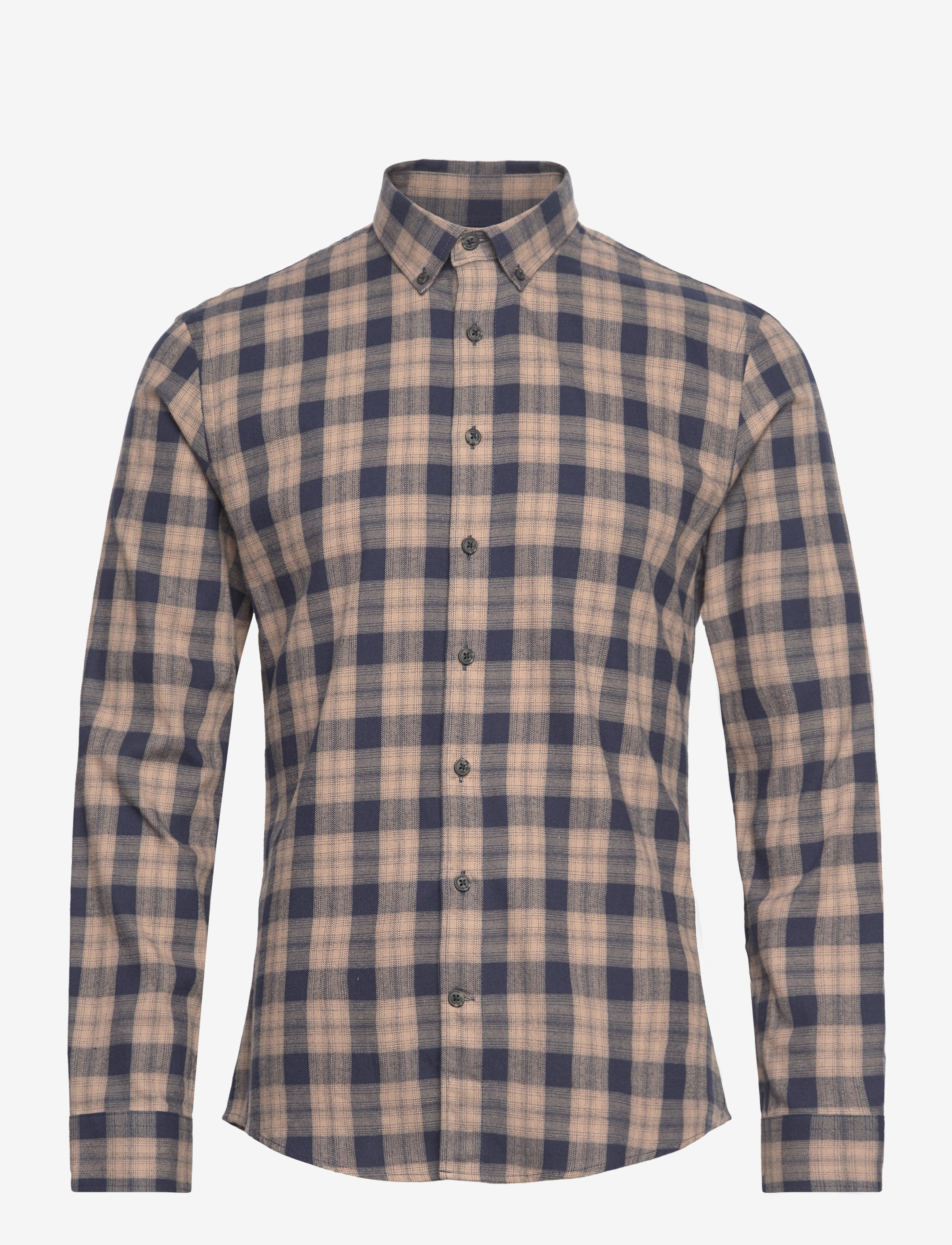 Lindbergh - Ultra soft checked shirt L/S - dk sand - 1