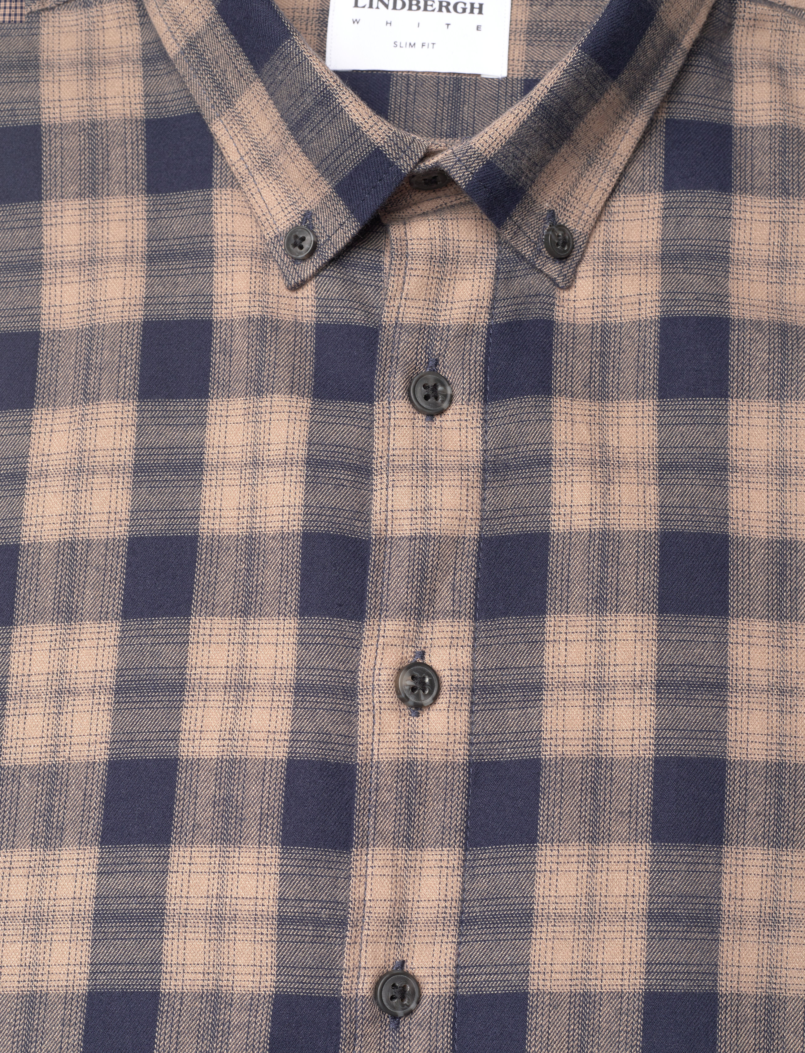 Lindbergh - Ultra soft checked shirt L/S - dk sand - 5