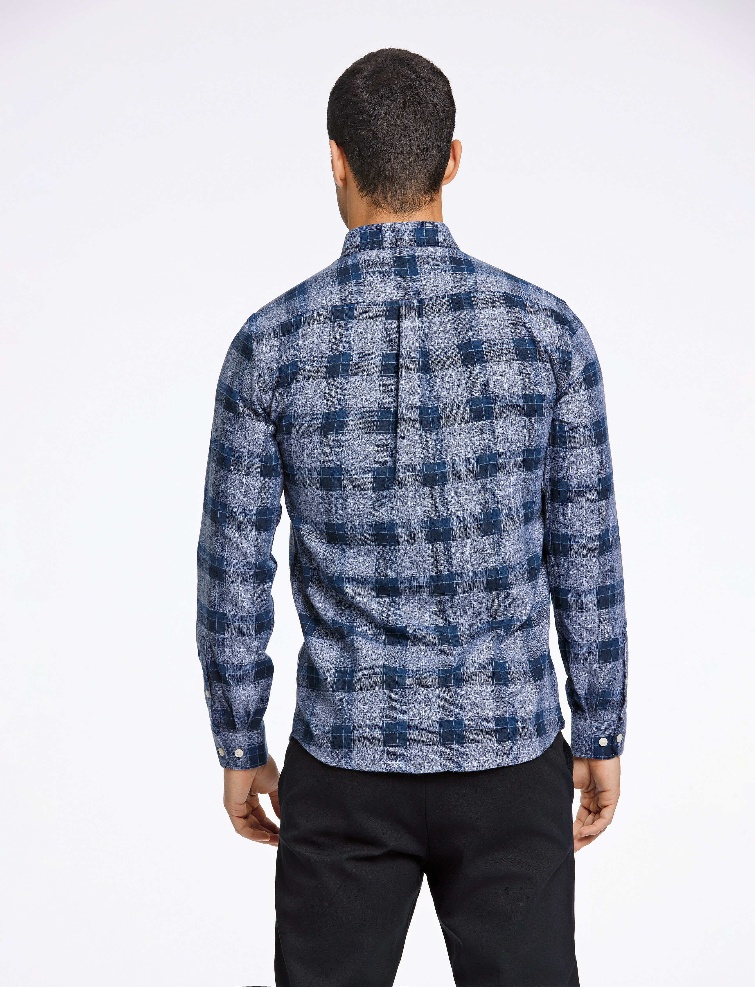Lindbergh - Twisted yarn checked shirt L/S - dk blue - 4