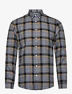 Twisted yarn checked shirt L/S - DK SAND