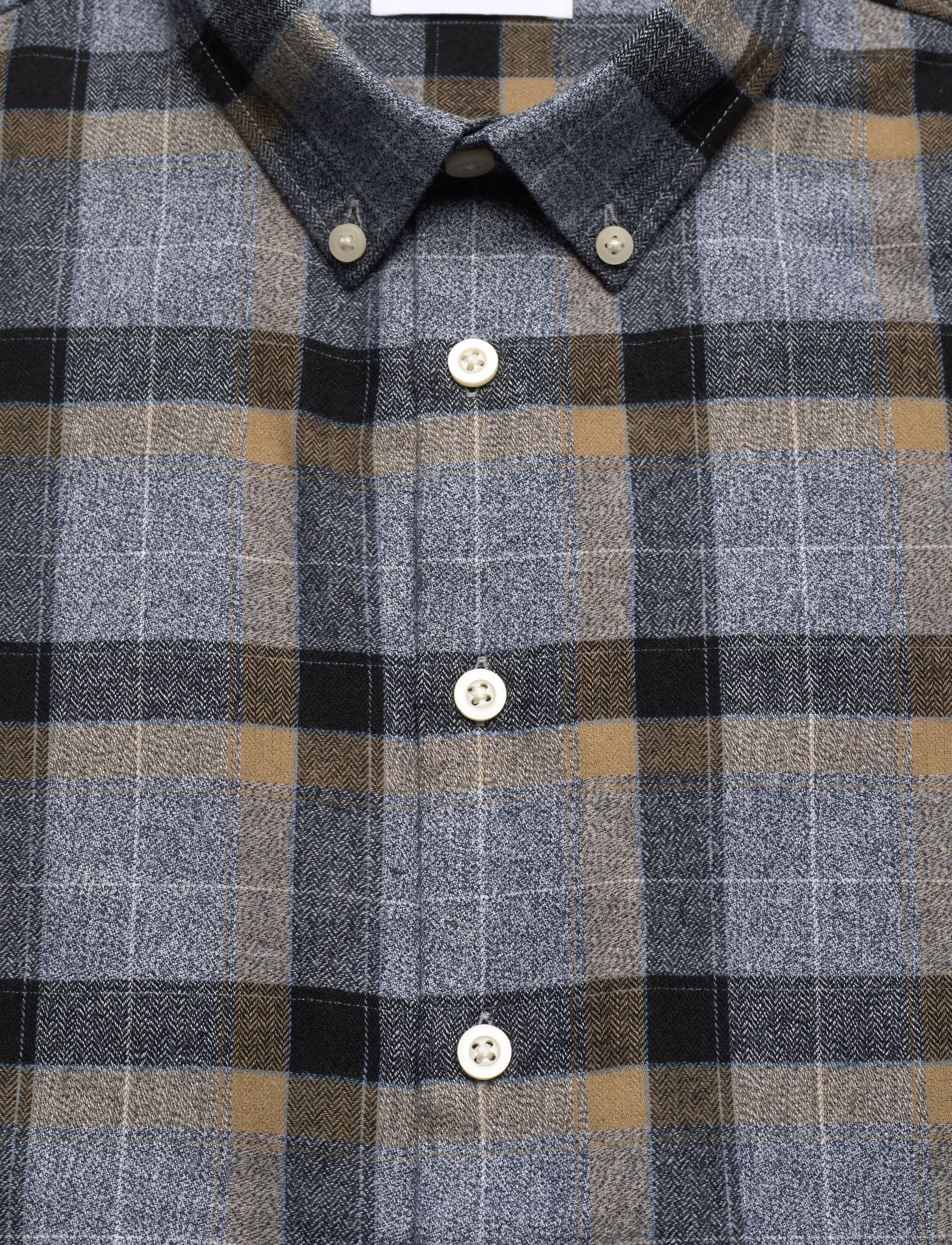 Lindbergh - Twisted yarn checked shirt L/S - dk sand - 2