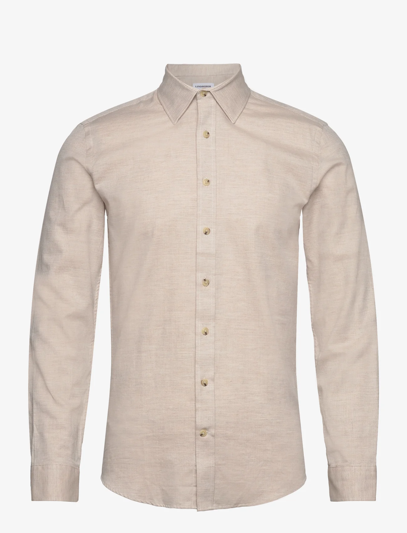Lindbergh - Mélange Herringbone shirt L/S - basic shirts - sand mel - 0