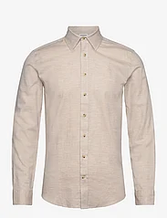 Lindbergh - Mélange Herringbone shirt L/S - basic shirts - sand mel - 0