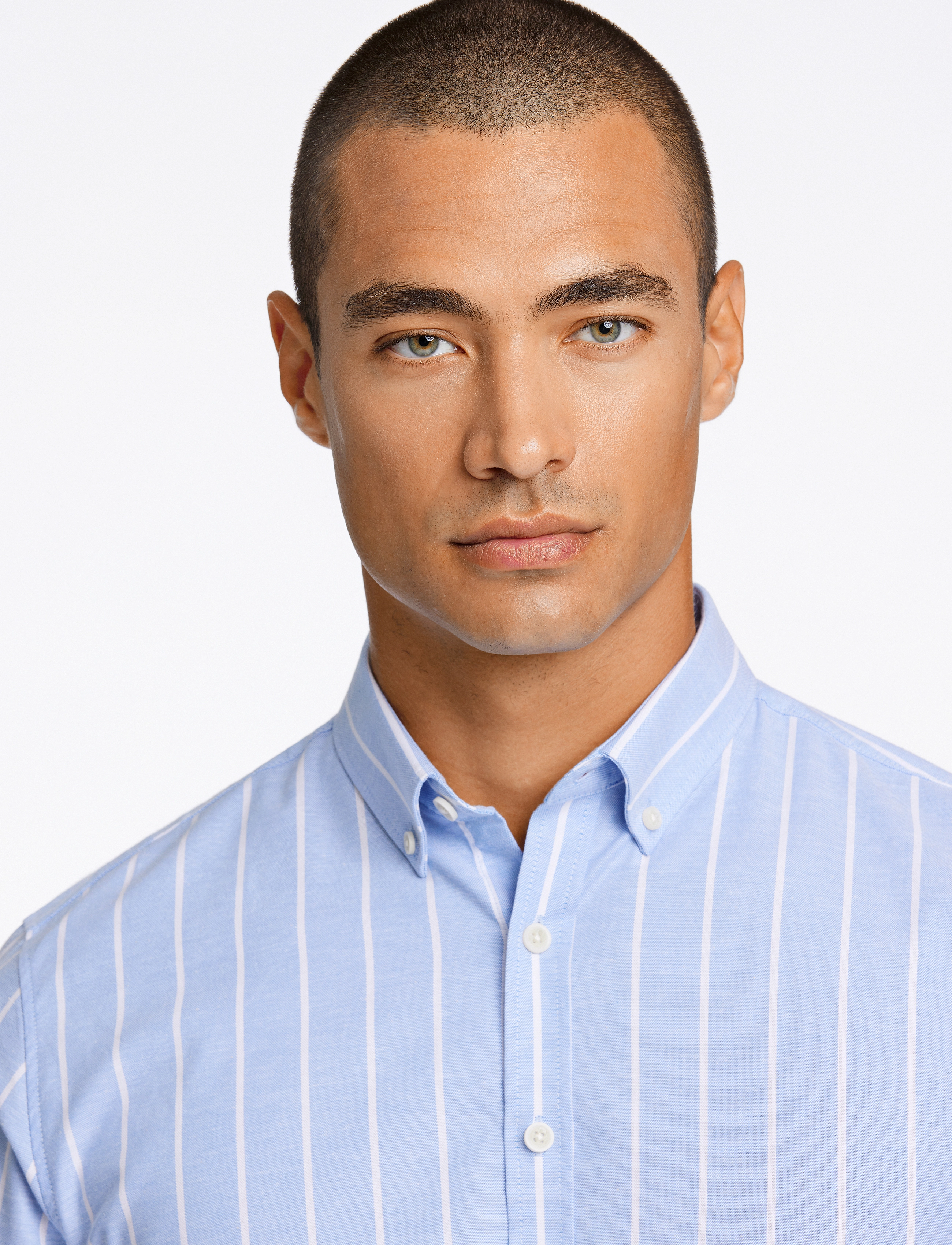 Lindbergh - Striped superflex oxford L/S - lt blue - 3