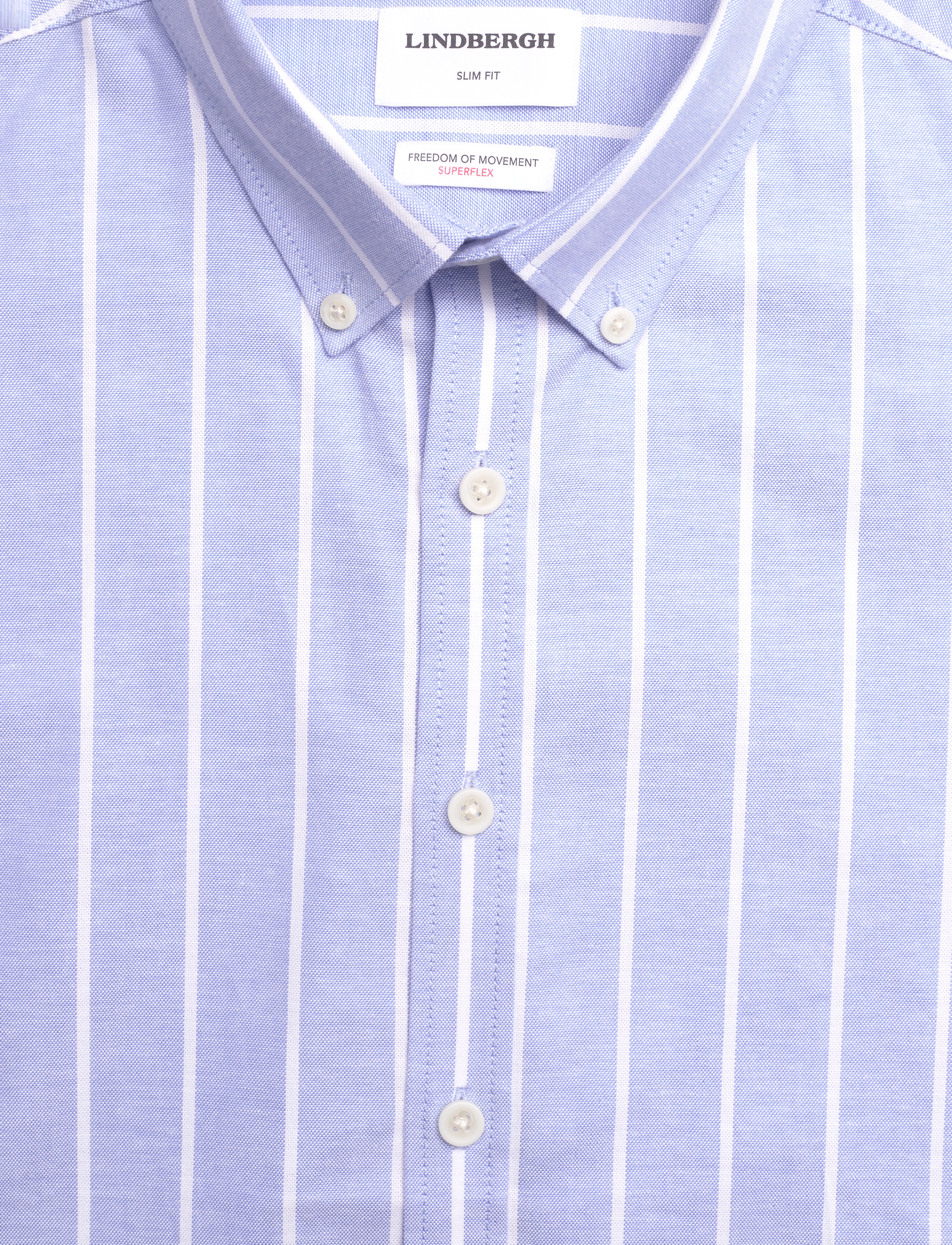 Lindbergh - Striped superflex oxford L/S - lt blue - 4