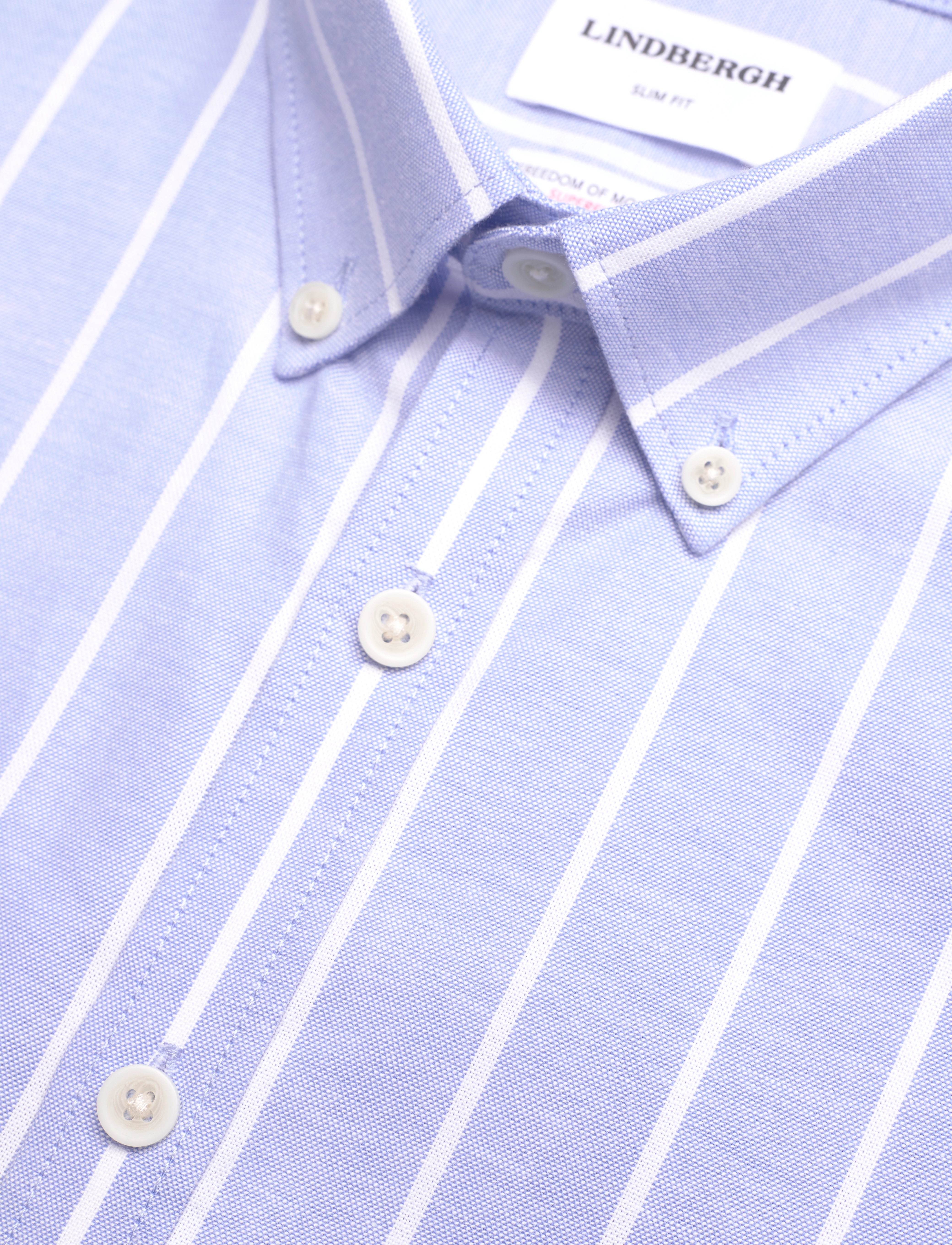 Lindbergh - Striped superflex oxford L/S - lt blue - 5