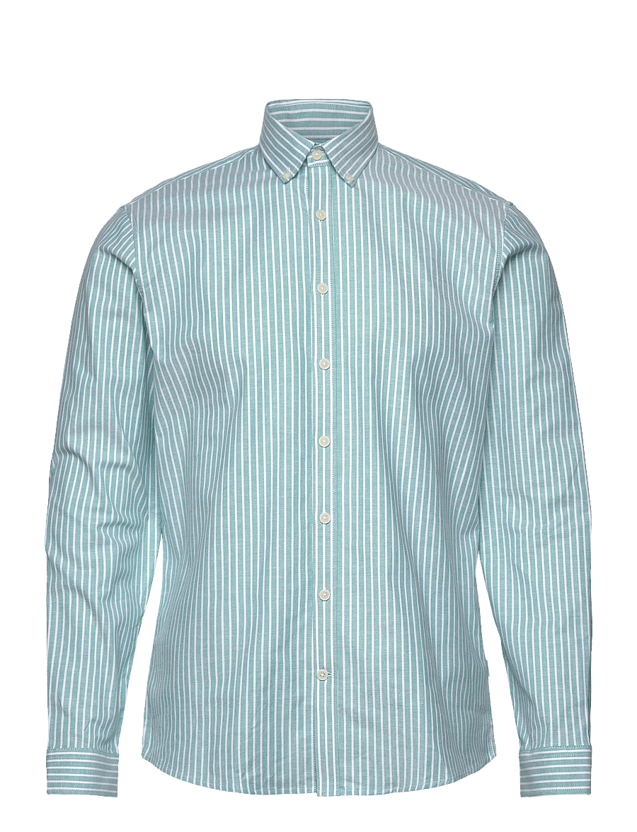 Lindbergh - Striped superflex oxford L/S - randiga skjortor - mint - 1