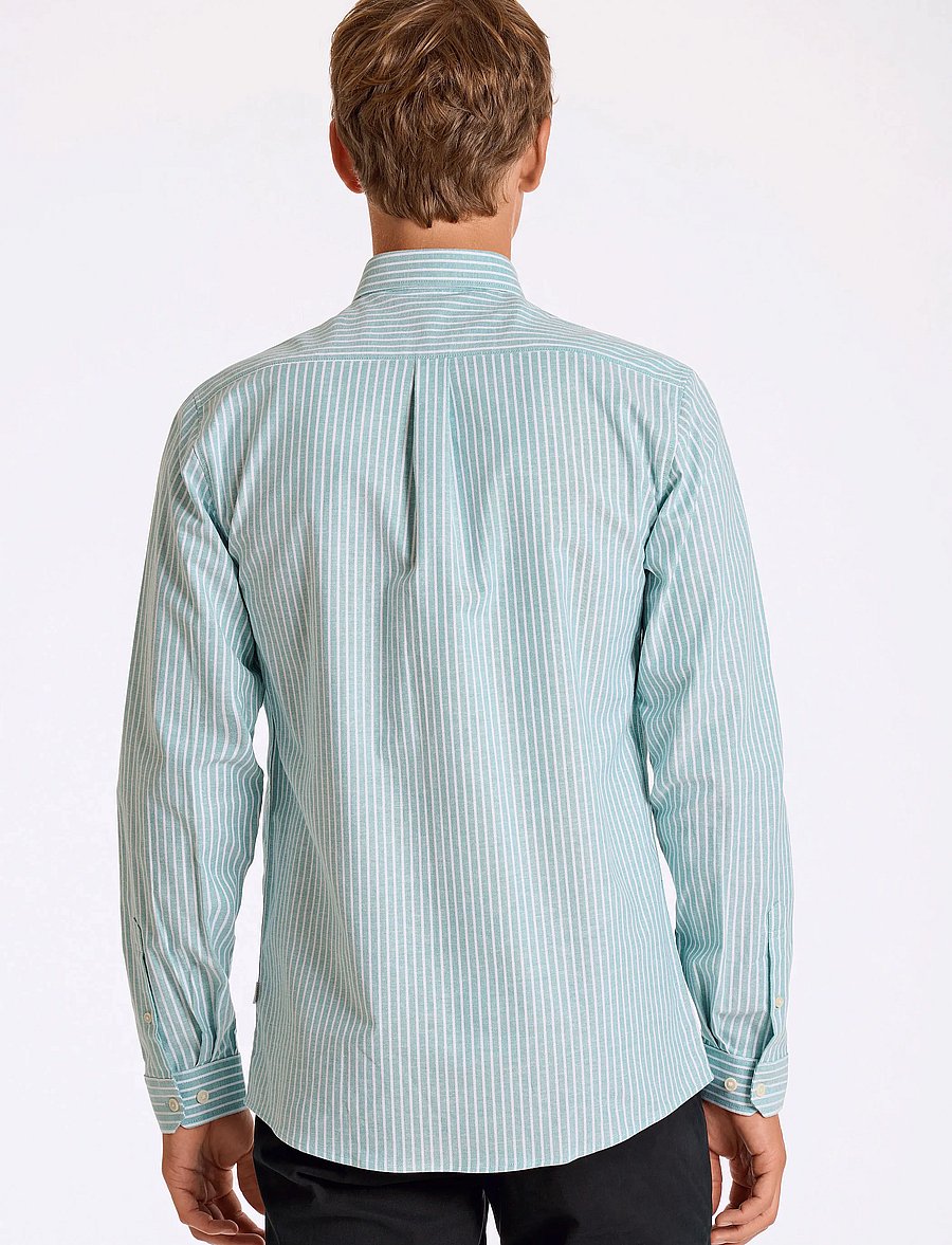 Lindbergh - Striped superflex oxford L/S - randiga skjortor - mint - 3
